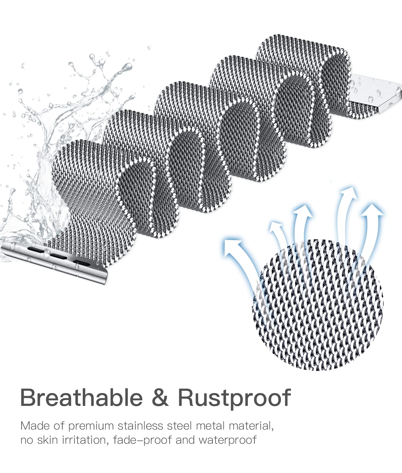 Rabini Metal Bands Compatible With Apple Watch Band 38Mm 40Mm 41Mm 42Mm 44Mm 45Mm 46Mm 49Mm Women Men, Stainless Steel Mesh Loop