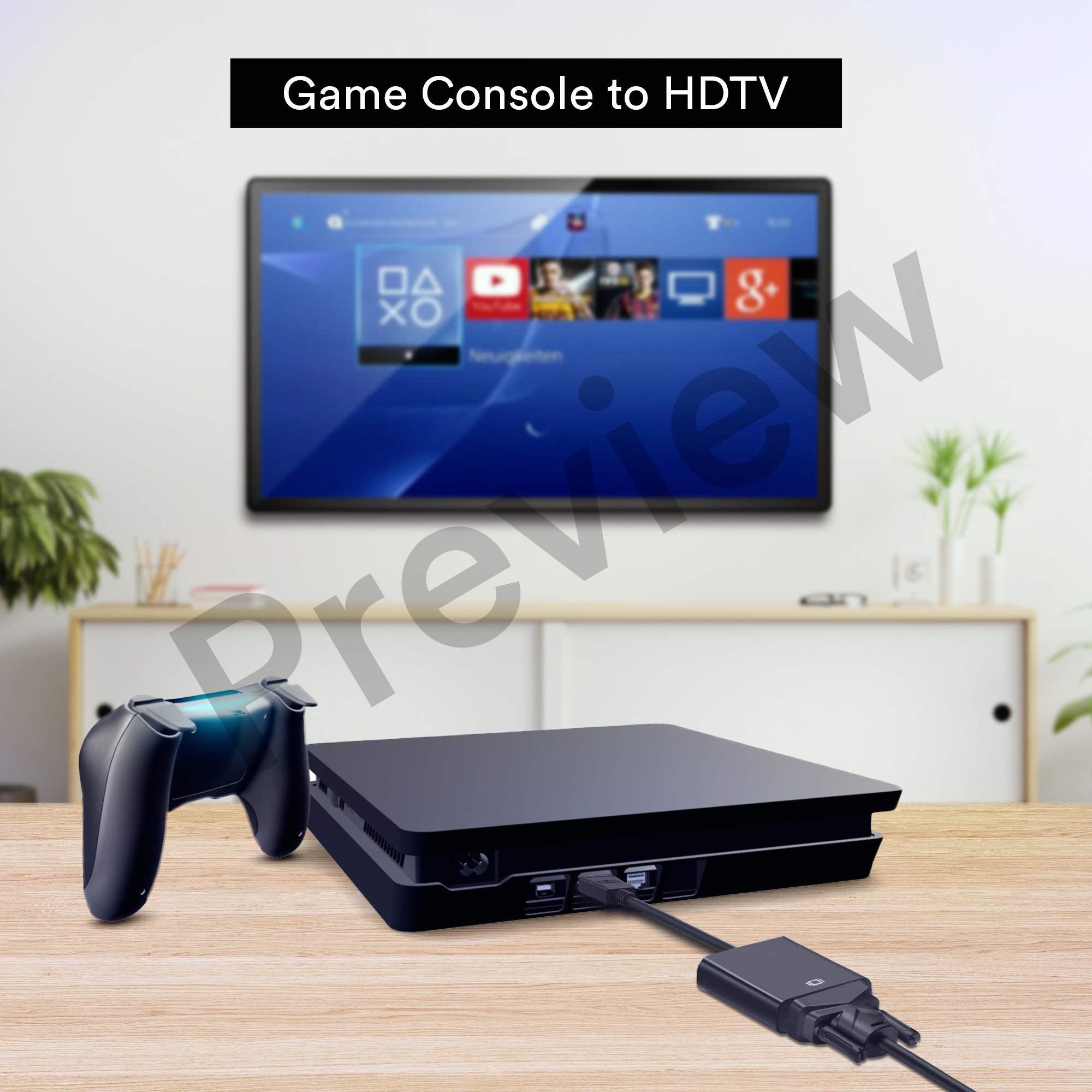 Cableader Hdmi To Vga 1080P, Hdmi Male To Vga Female With Audio For Laptop,Pc,Desktop,Tvbox,Xbox,Ps3,Ps4 Etc  Black