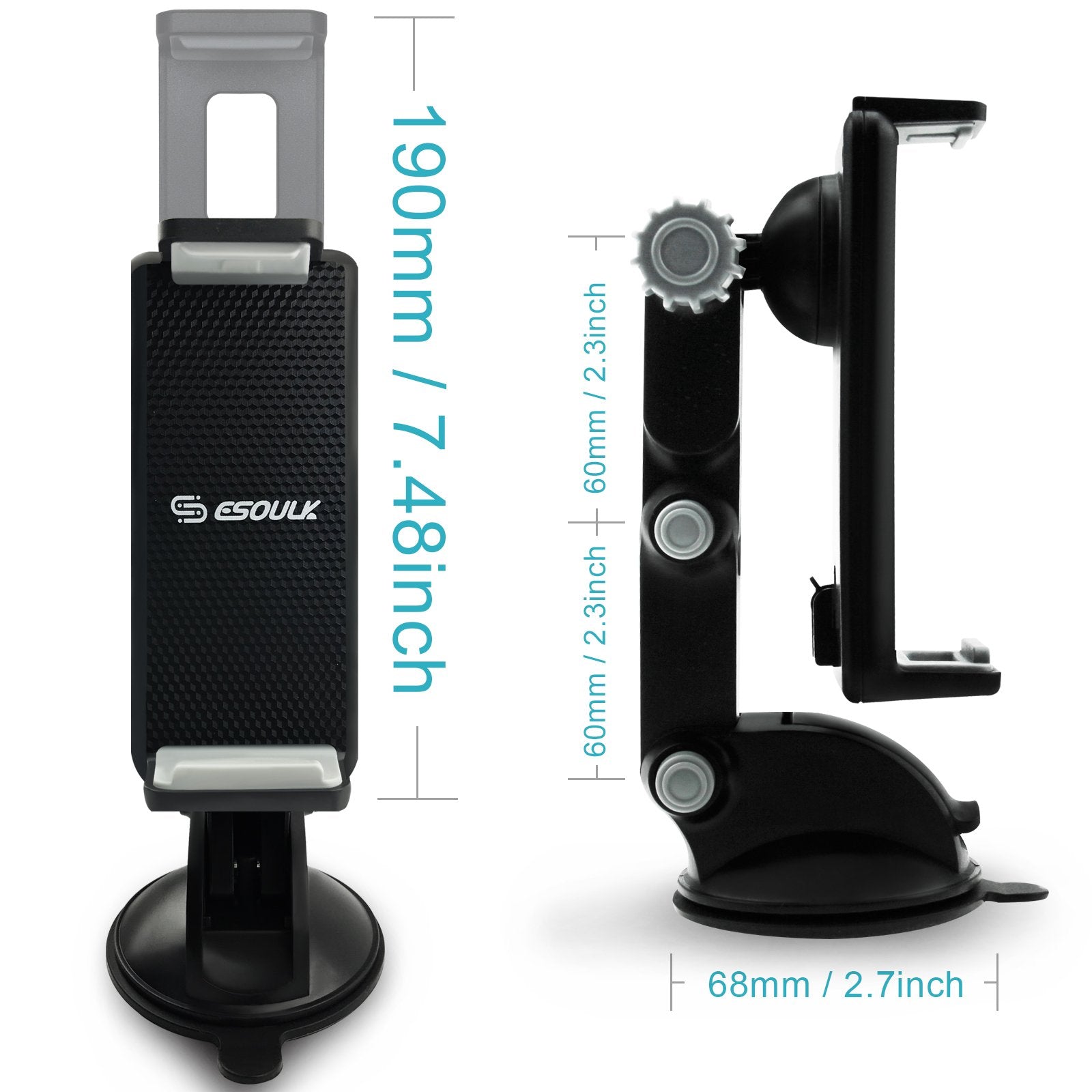 Esoulk Car Tablet Mount Holder, Windshield / Dashboard Universal Car Tablet Mobile Phone / Device Cradle For Ios / Android Table