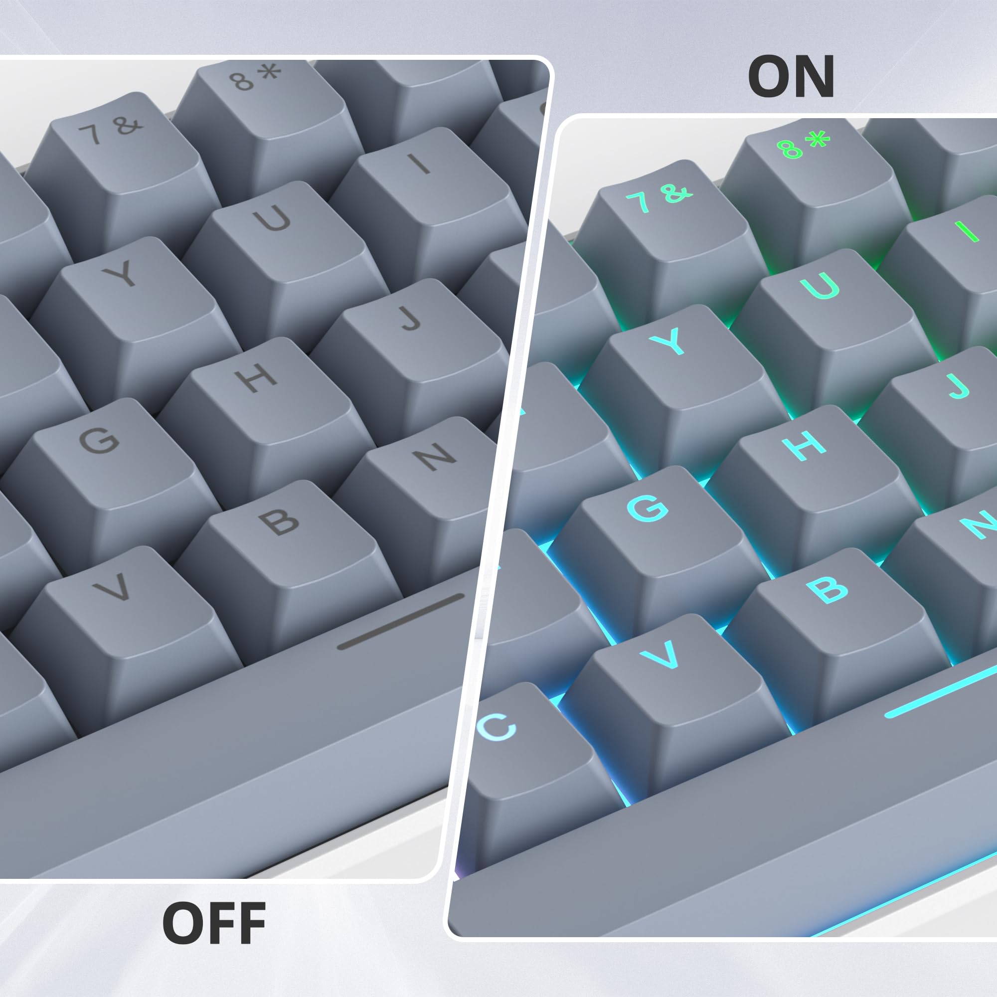 Guffercty Kred 61 Keys Pbt 60% Keycaps 60 Percent Shine Through Oem Profile Keycaps Backlit Us Layout For 60% Mechanical Keyboar