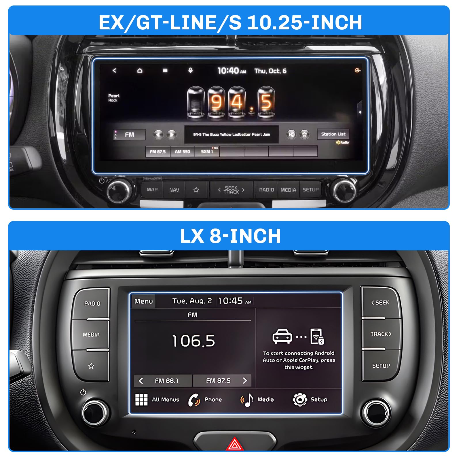 Sxcy For 2025 Kia Soul Accessories For 2022 2025 Kia Soul Touch Radio Display Screen Protector [Lx 8 Inch 2Pcs Nano]