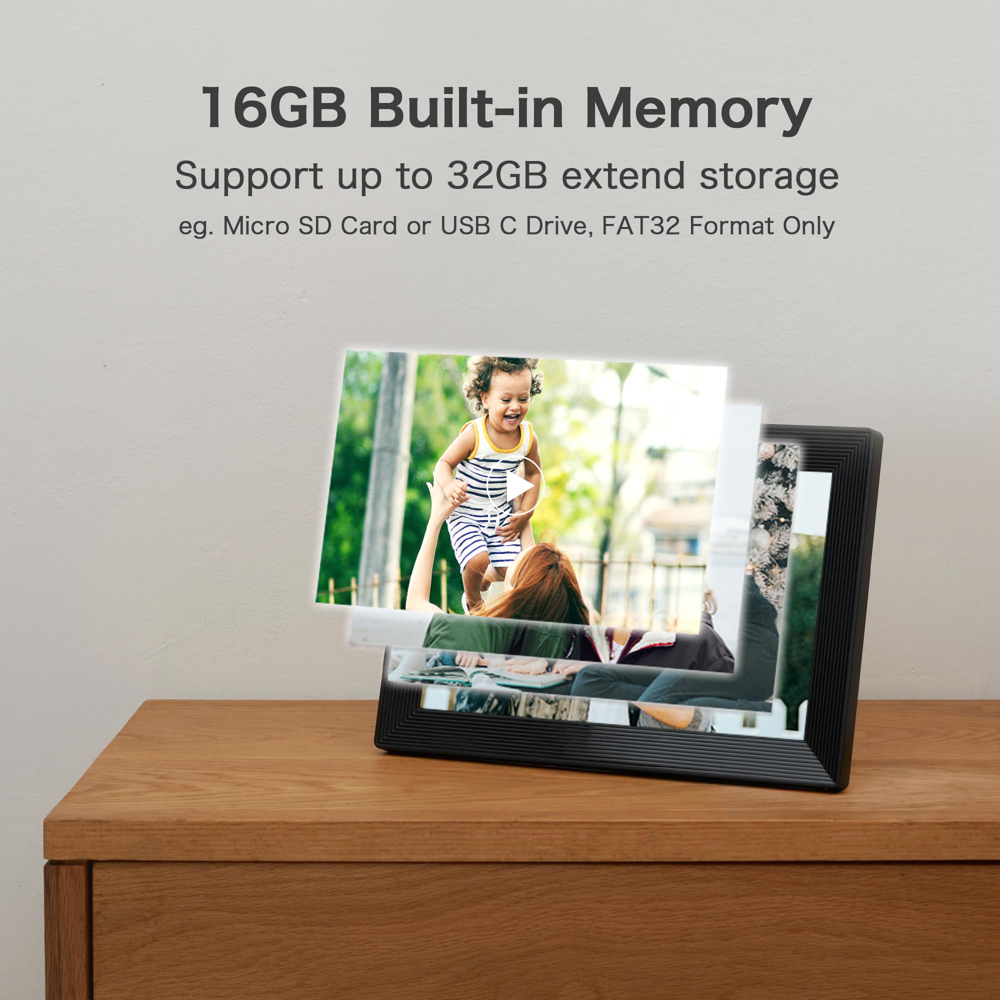 Digital Picture Frame, Frameo Wifi 10.1 Inch 1280*800Ips Hd Touch Screen Digital Photo Frame, 16Gb Memory, Auto Rotate, Share Pi