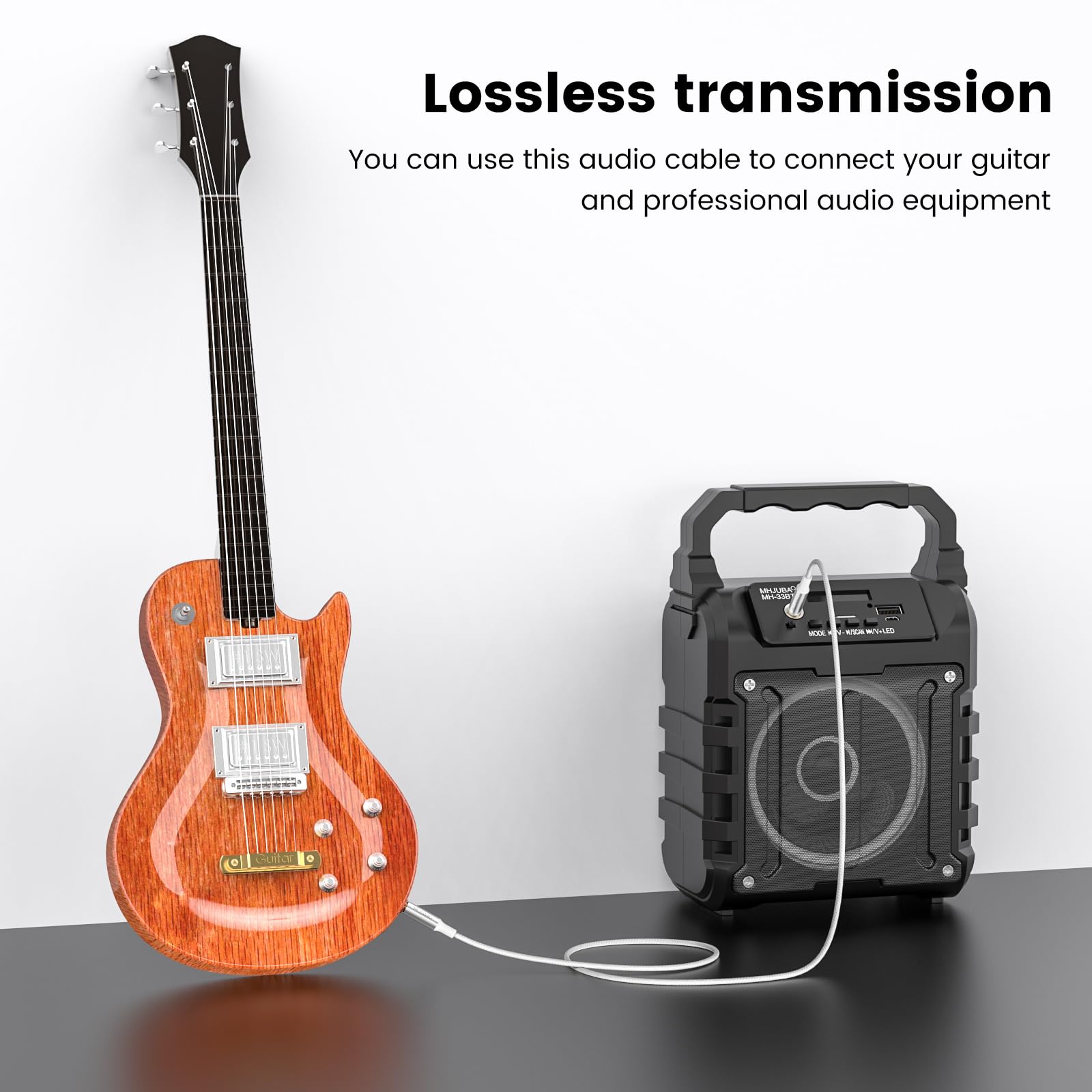 Moswag Professional Guitar Cable 6.6Ft/2M Stereo Audio Professional Guitar Cable Nylon Braided Instrument Cable For Electric Gui