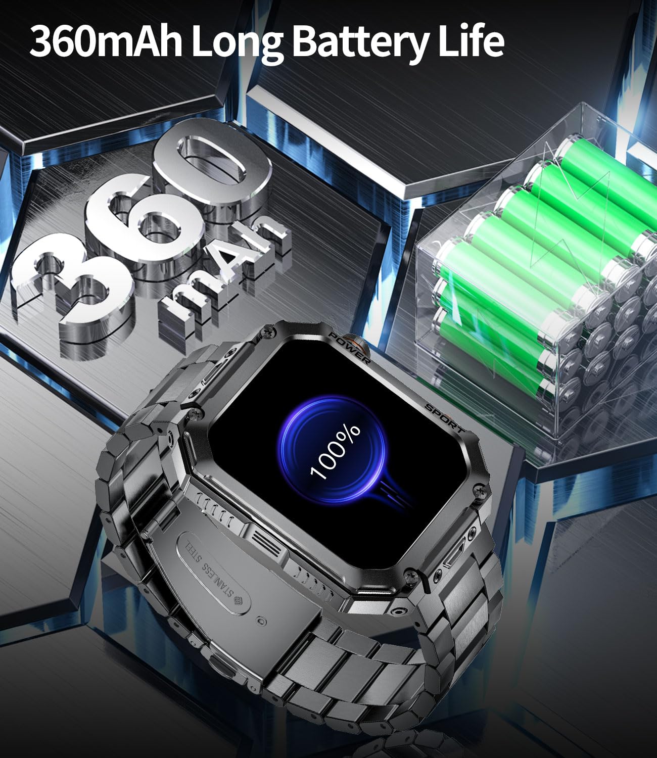 Lige Military Smart Watches For Men, 1.96 ' ' Hd Screen Smartwatch With Answer Make Call, Metal Smart Watch For Ios Android Phon