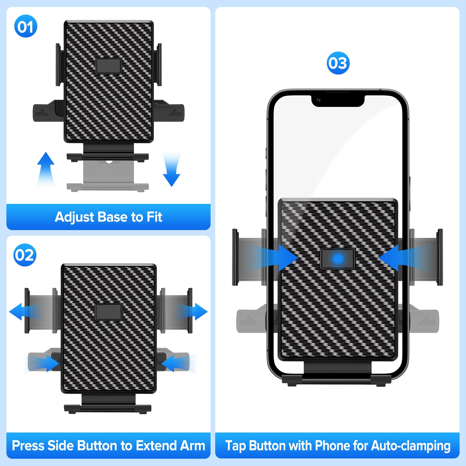 Tsakbam Phone Holders For Your Car, Car Phone Holder Mount, Universal Adjustable Dashboard Cell Phone Holder For All Iphone Andr