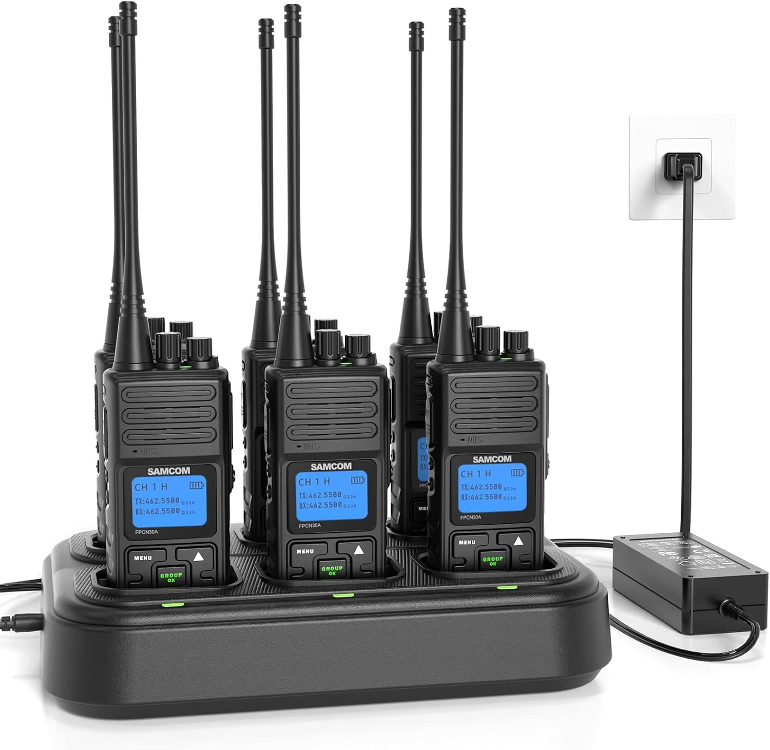 SAMCOM FPCN30A Radios Walkie Talkies Long Range Business Commercial Programmable UHF 2 Way Radios Two-Way Radio(6 Pack) with 6 W