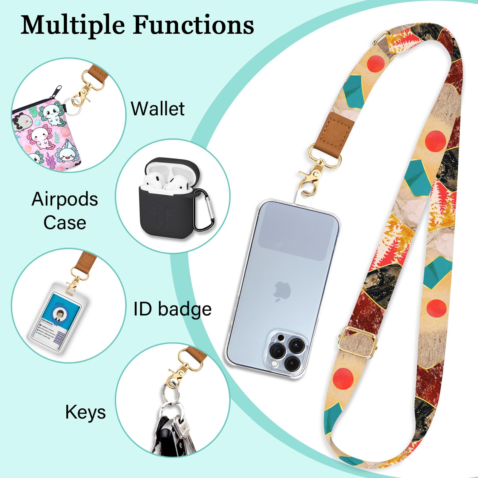 Piefly Phone Lanyard Crossbody Wrist Strap, Sunrise Sunset Mountain Cell Phone Lanyards For Around The Neck Wristlet Shoulder, A