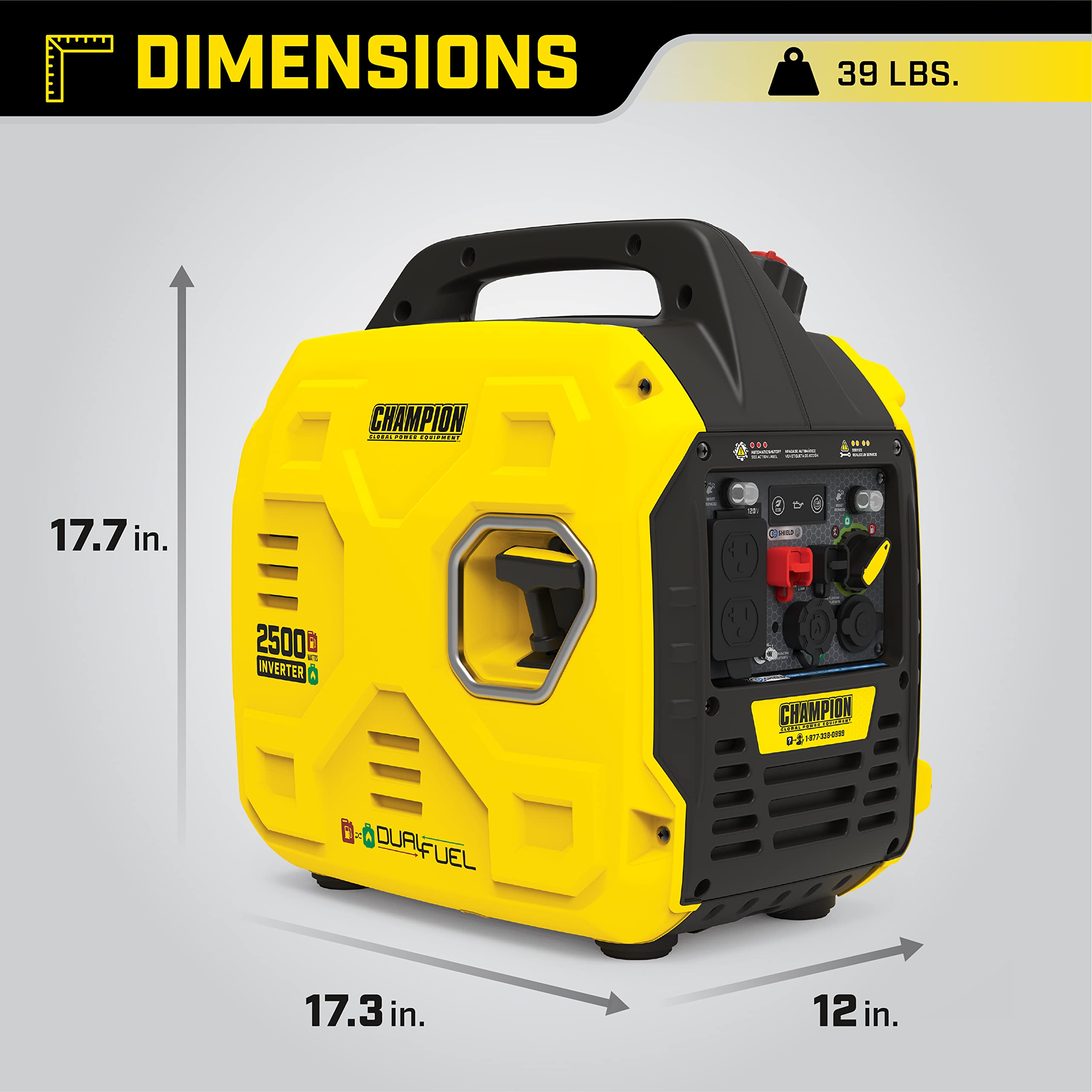 Champion Power Equipment 2500 Watt Dual Fuel Ultralight Portable Inverter Generator With Quiet Technology And Co Shield