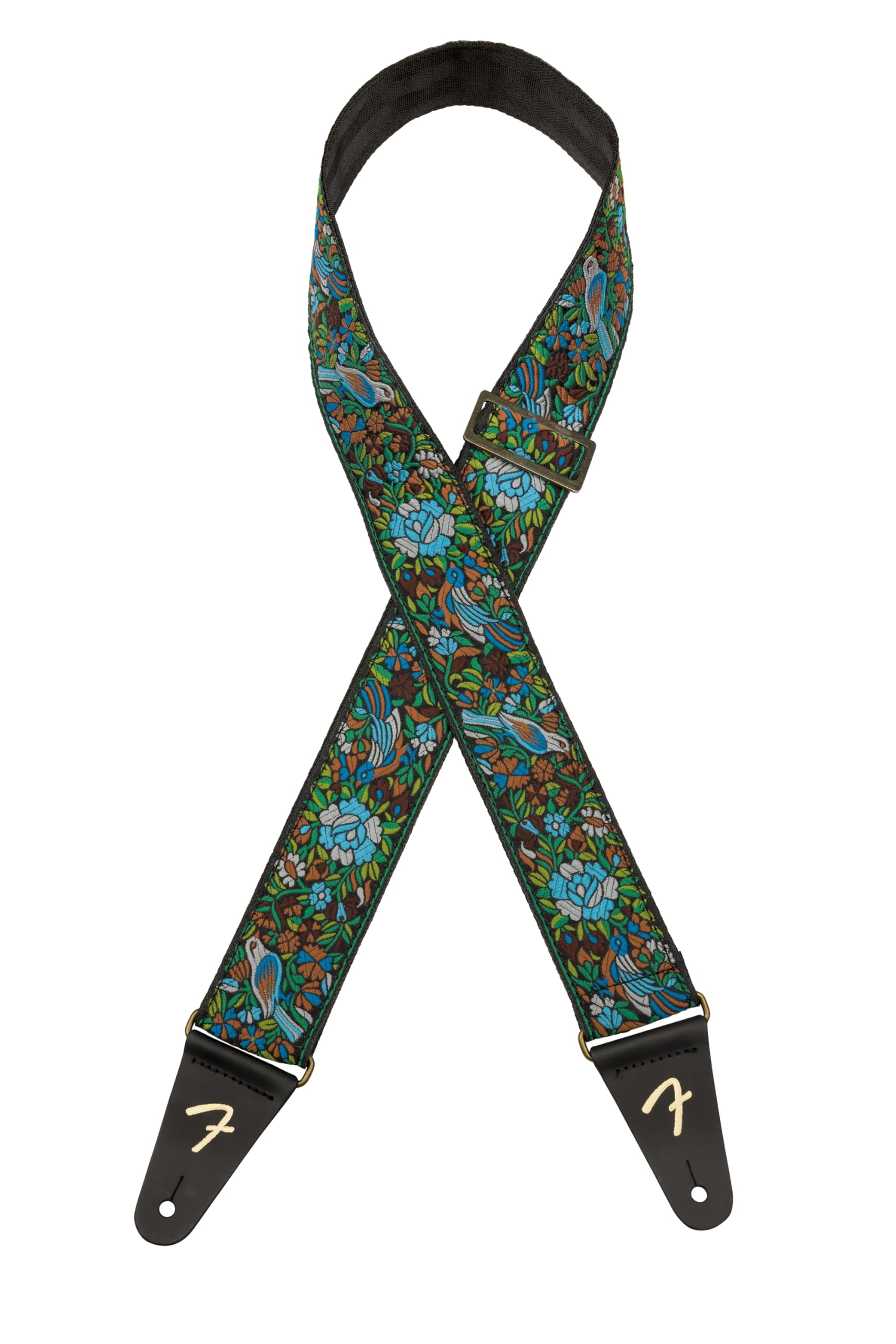 Fender Mosaic Jacquard Guitar Strap, Adjustable from 31.5-55, Leather Ends, Green