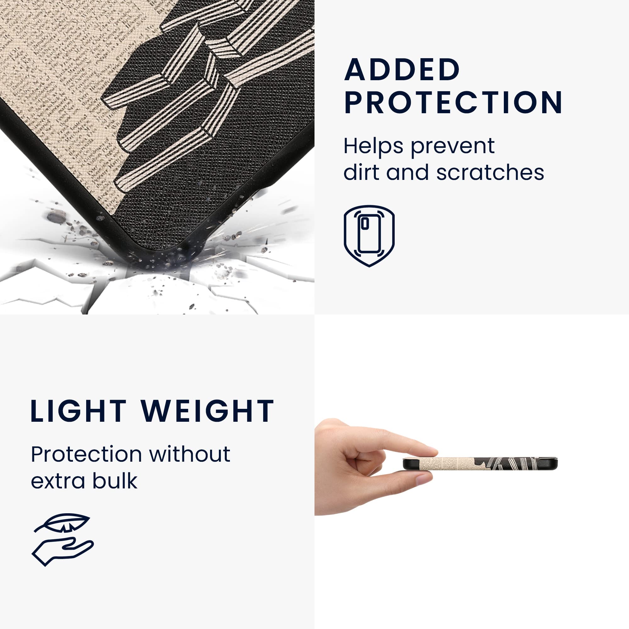 Kwmobile Case Compatible With Barnes & Noble Nook Glowlight 4 / 4E Case   Ereader Cover   Girl And Books Black/Beige