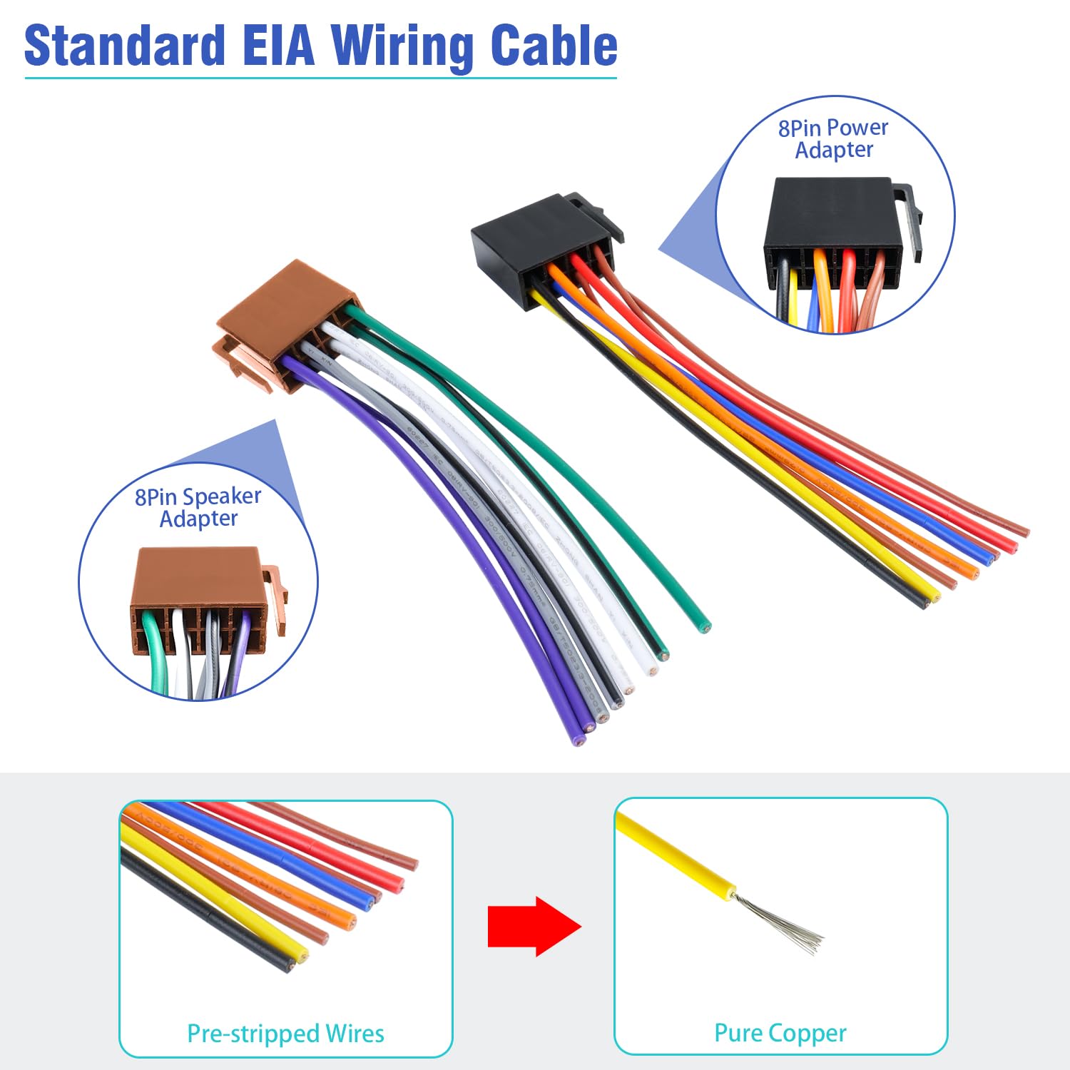 Jayubien Car Radio Stereo Wiring Harness Adapter,16Pin Iso Radio Wire Harness With Butt Connector Replacement Cable For Aftermar