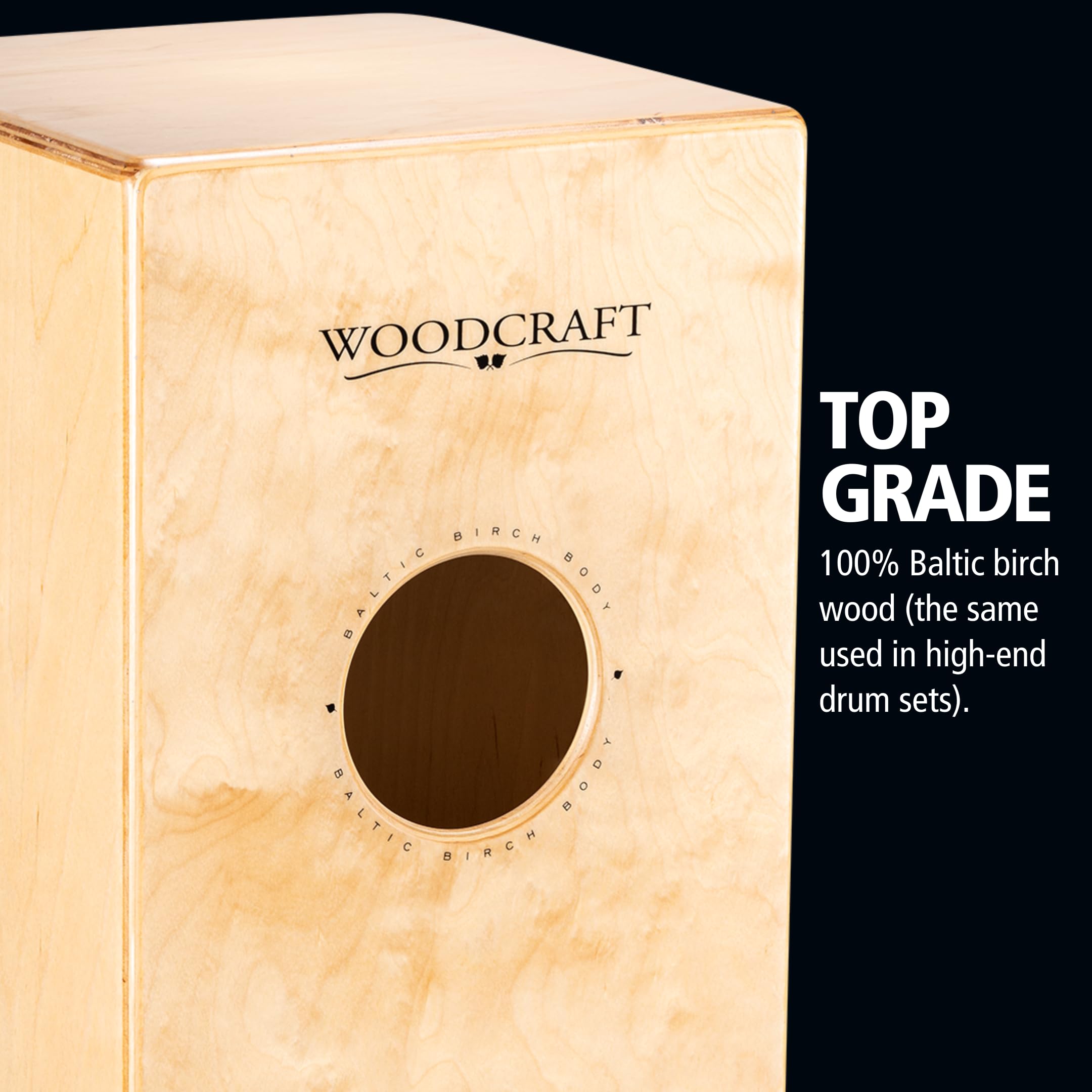 Meinl Percussion Woodcraft Pickup String Cajon Box Drum With Electronics For Amp Or Pa System And Snare Effect � Not Made In China � Play With Your Hands, Baltic Birch, 2 Year Warranty (Pwc100B)