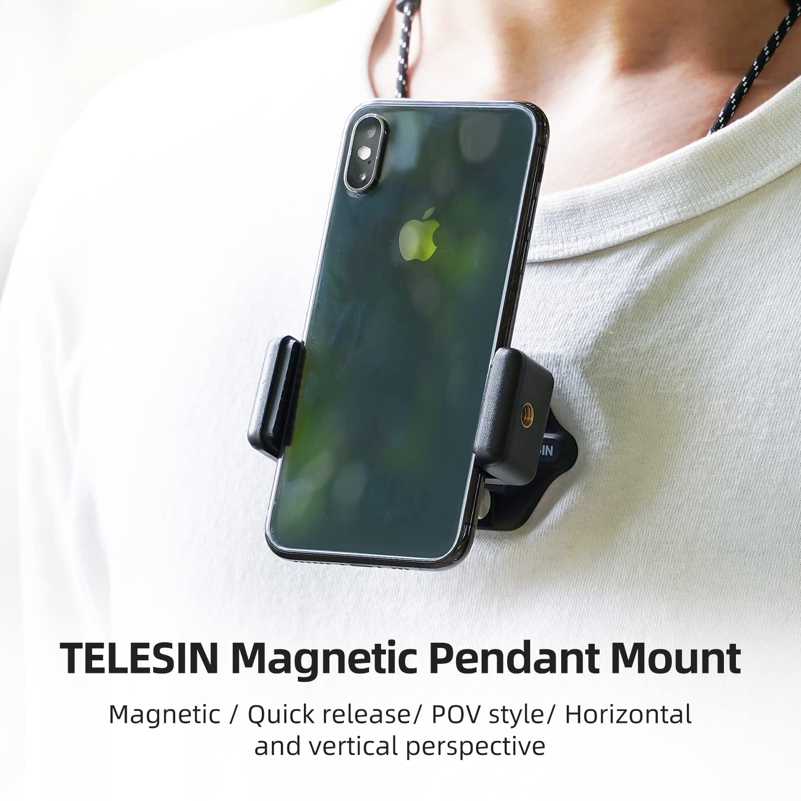 Telesin Magnetic Chest Mount With Neck Strap, 360 Pov Invisible Selfie Necklace Mounting Accessories For Gopro Max Mini Hero 11 10 9 8 7 Insta360 Dji Action Iphone Android
