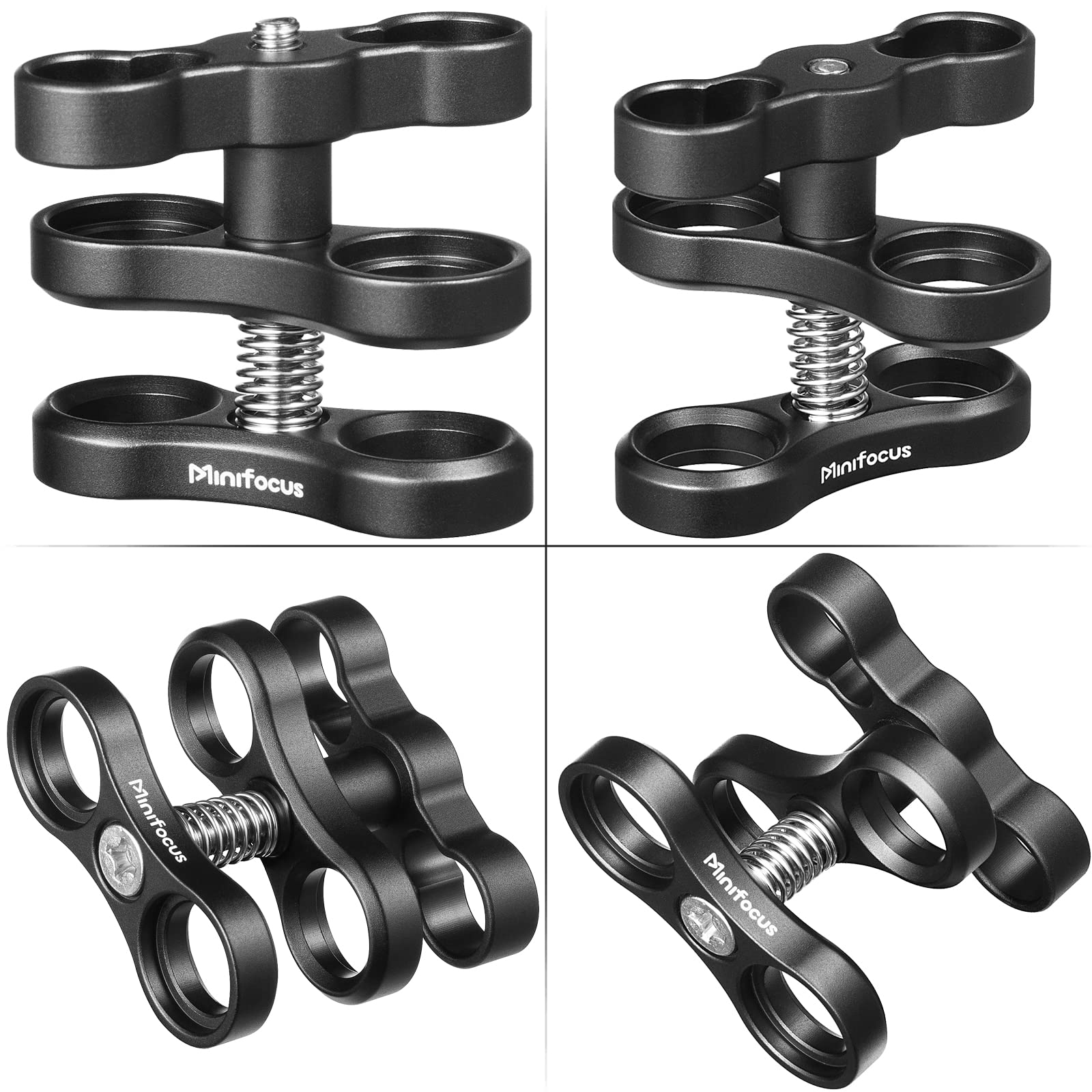 Minifocus 4Pcs 1'' Aluminum Ball Clamp Mount For Underwater Diving Light Arms Tray System, Photography Diving Camera, 360 Clip A
