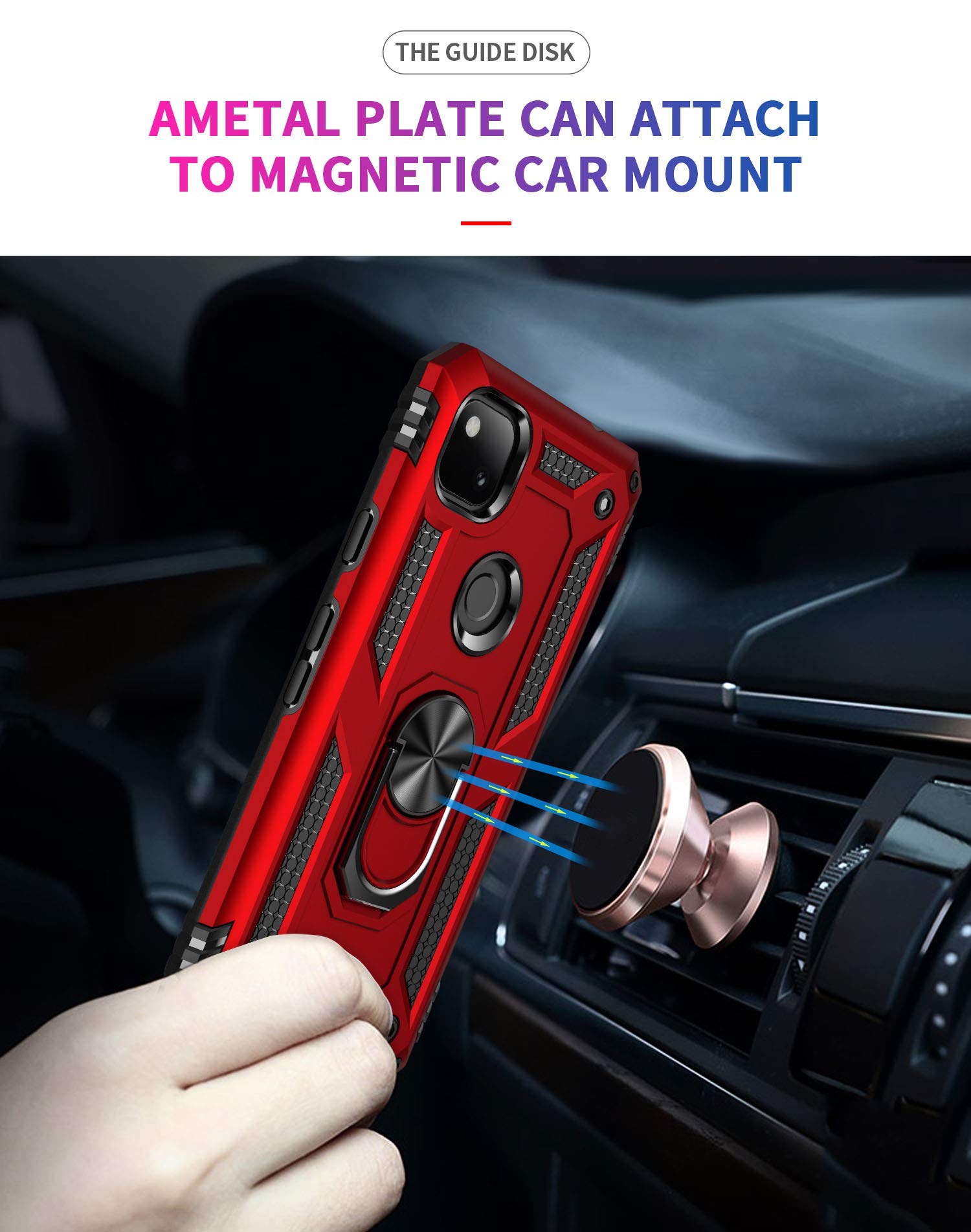 Addit Phone Case For Google 4A 4G,Google Pixel 4A 4G Case, Military Grade Protective Google Pixel 4A Cases Cover With Ring Car M