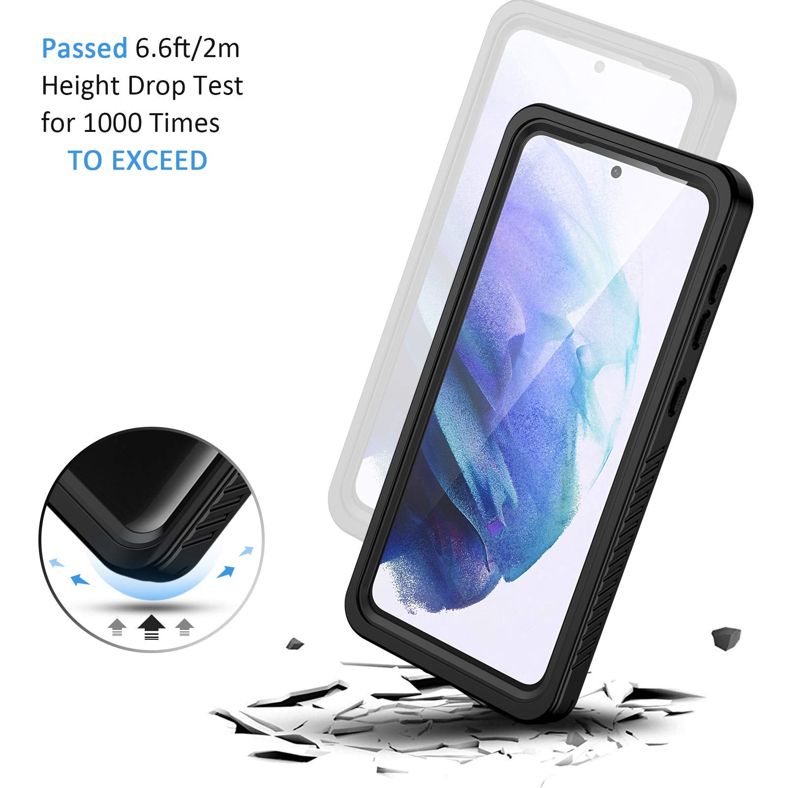 Lanhiem Case For Samsung Galaxy S21 5G Black | Ip68, Waterproof, Dustproof, With Built-In Screen Protector, Rugged, Full Body, S