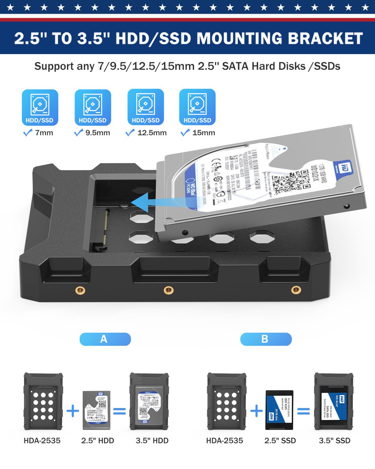 Decorstat 2.5'' Ssd To 3.5'' Sata Hard Disk Drive Adapter Abs Ssd Mounting Bracket Kit 4 Pack Internal Drive Bay Converter Hard