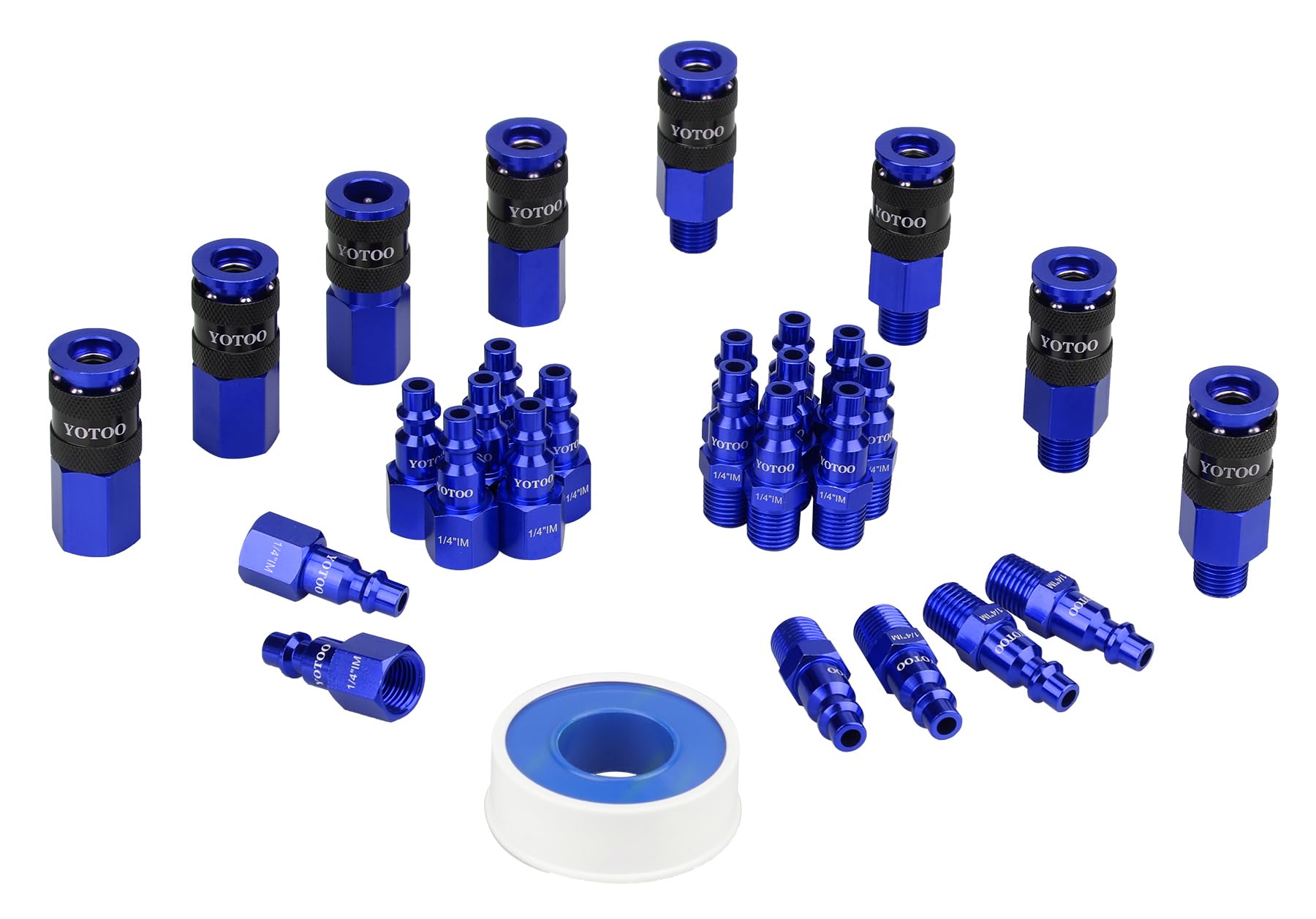 Yotoo Universal Air Coupler And Industrial Plug Kit, 29 Pcs Durable Aluminum Quick Connect Air Hose Fittings, Lightweight For Ai