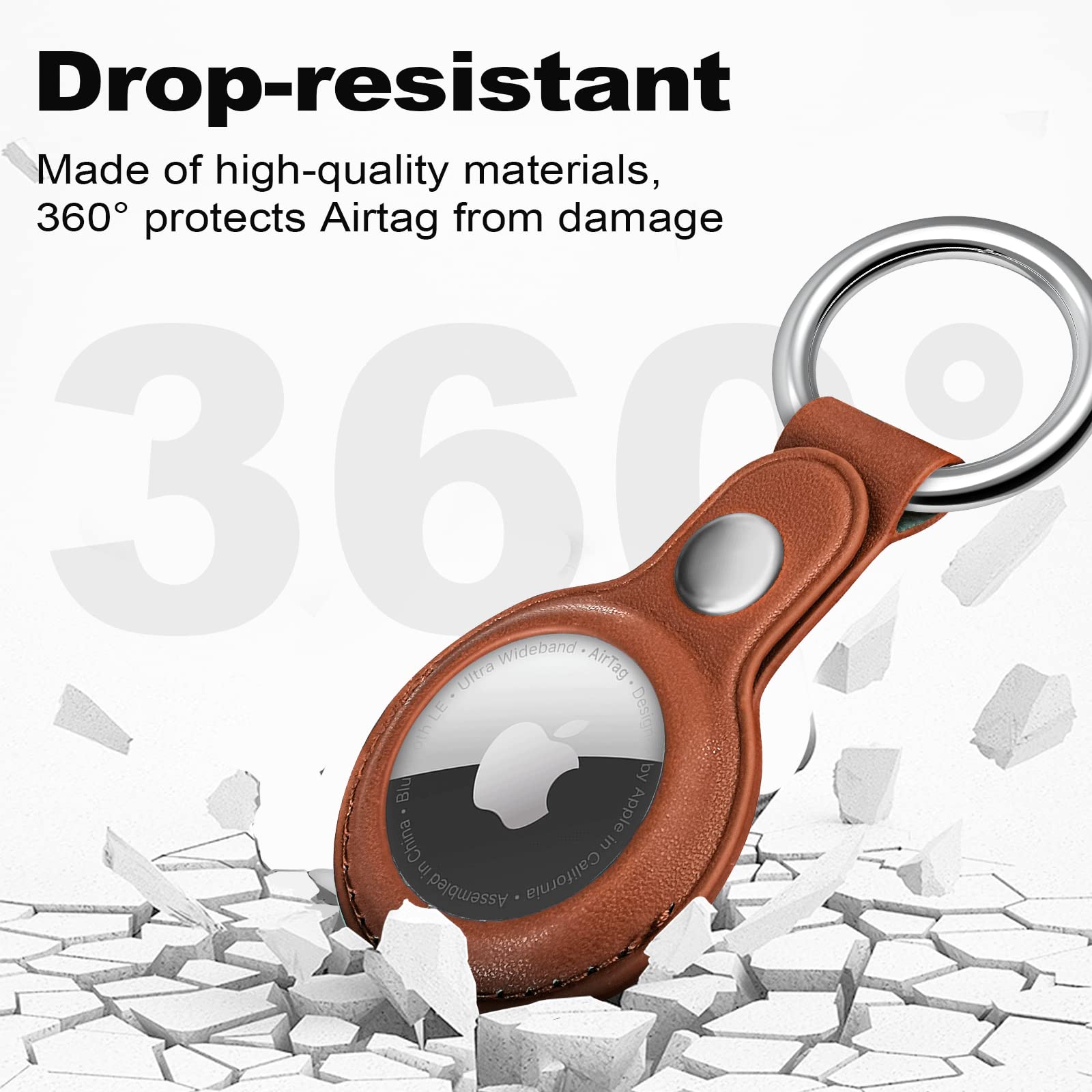 Woyinger Air Tag Keychain For Apple Airtags Holder, 4 Pack Protective Leather Airtags Case Tracker Cover With Air Tag Holder, Ai