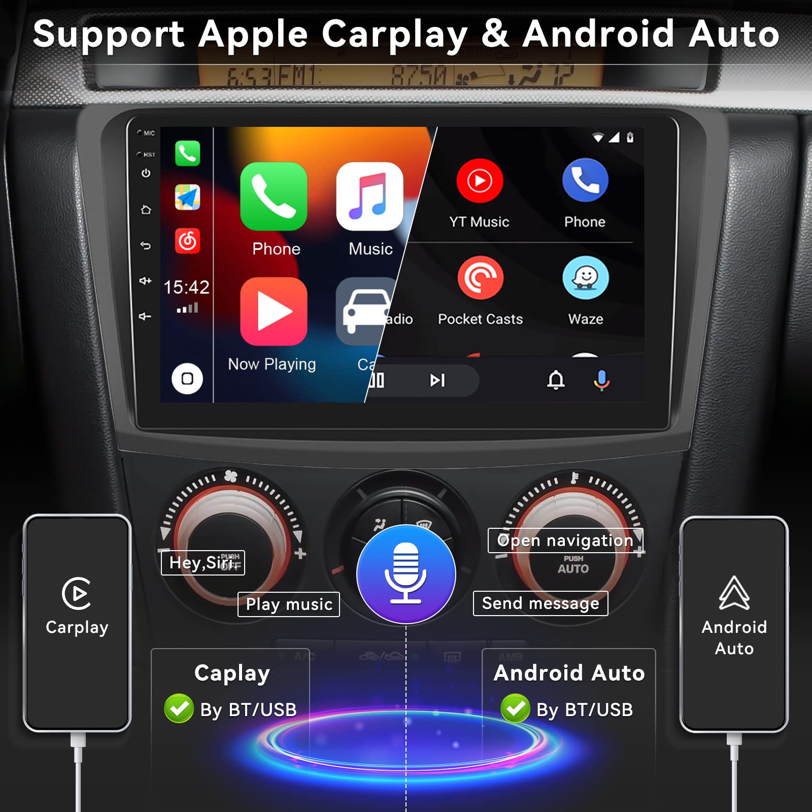 Android 13 Car Stereo For Mazda 3 2009 2013 With Wireless Carplay&Android Auto,9 Inch Touch Screen Car Radio With Gps Wifi Bluetooth Fm/Rds Radio Swc Dual Usb/Aux In+Backup Camera&External Microphone