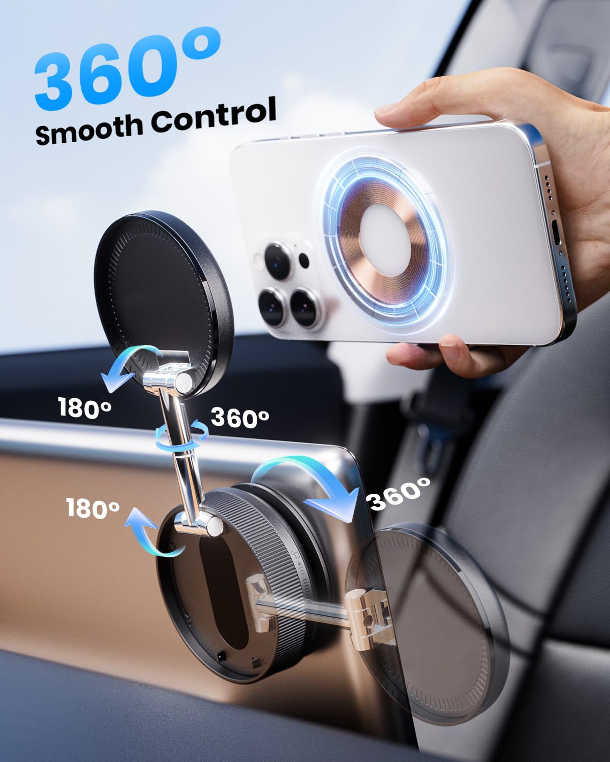 2026 Upgraded 360 Vacuum Magnetic Car Phone Holder For Magsafe [78+Lbs Strongest Suction & 2400Gf Strongest Magnetic], Adjustabl