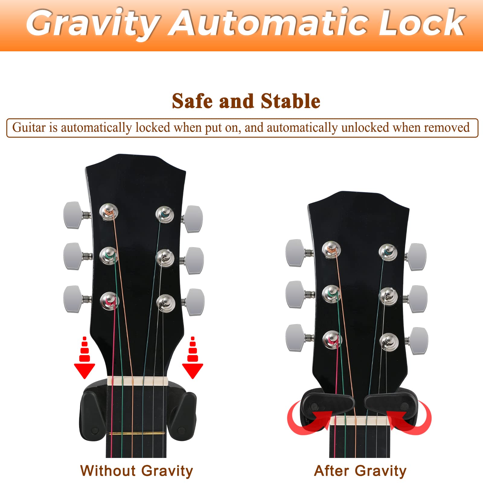 Eastrock Slatwall Guitar Wall Hanger, Guitar Wall Mount Locking, Guitar Hanger Wall Hook Holder Stand, Slot Plate Guitar Wall Mo