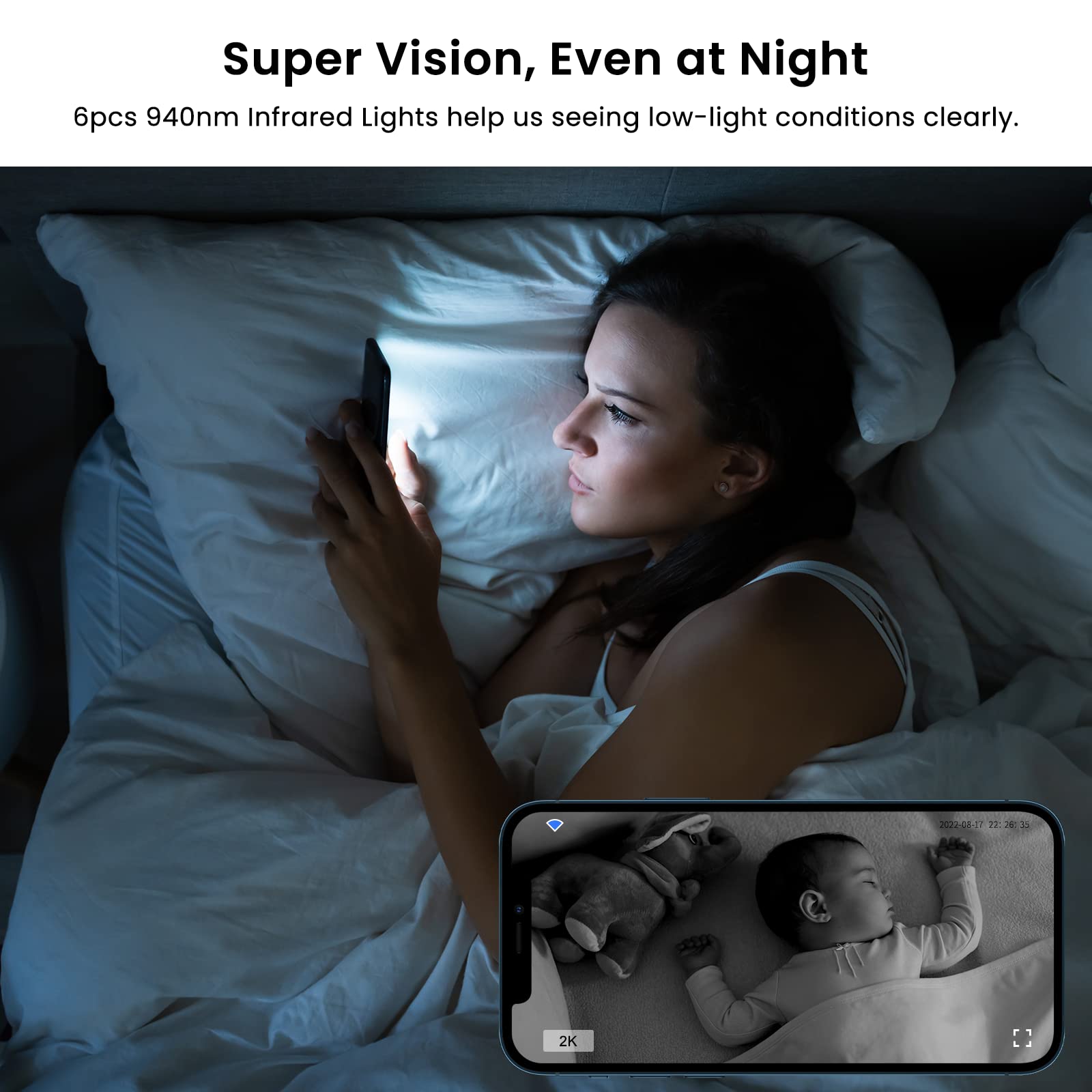 Galayou Indoor Home Security Cameras   2K Wifi Surveillance Camera With Two Way Audio For Baby/Pet/Dog/Nanny, Smart Siren With P