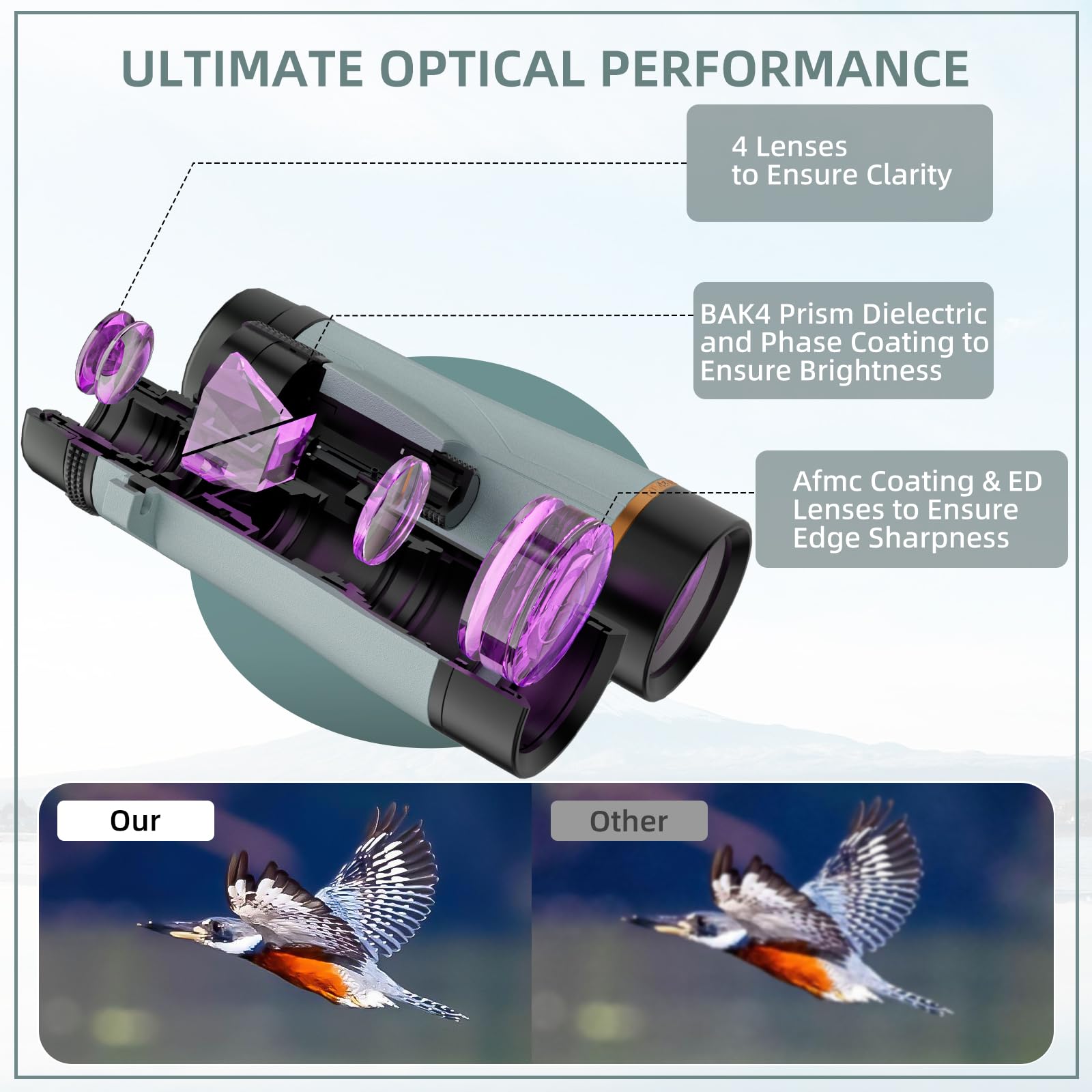 10X42 Ed Binoculars For Adults High Powered With Phone Adapter, Waterproof Binoculars With Ed Lenses, Super Bright Clear For Bir