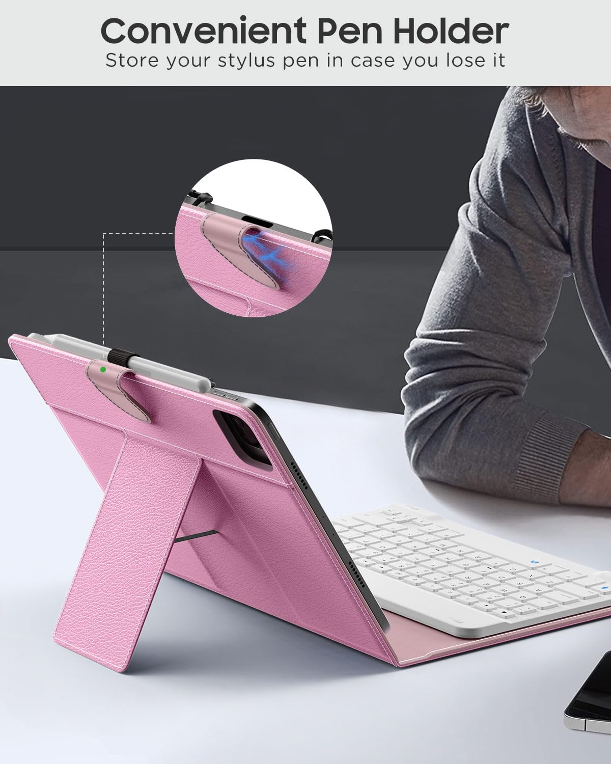 Moko Universal Tablet Case With Qwerty Keyboard For 9,9.7,10.1,10.2,10.4,10.5,10.9,11 Tablets, With Removable Wireless Bluetooth