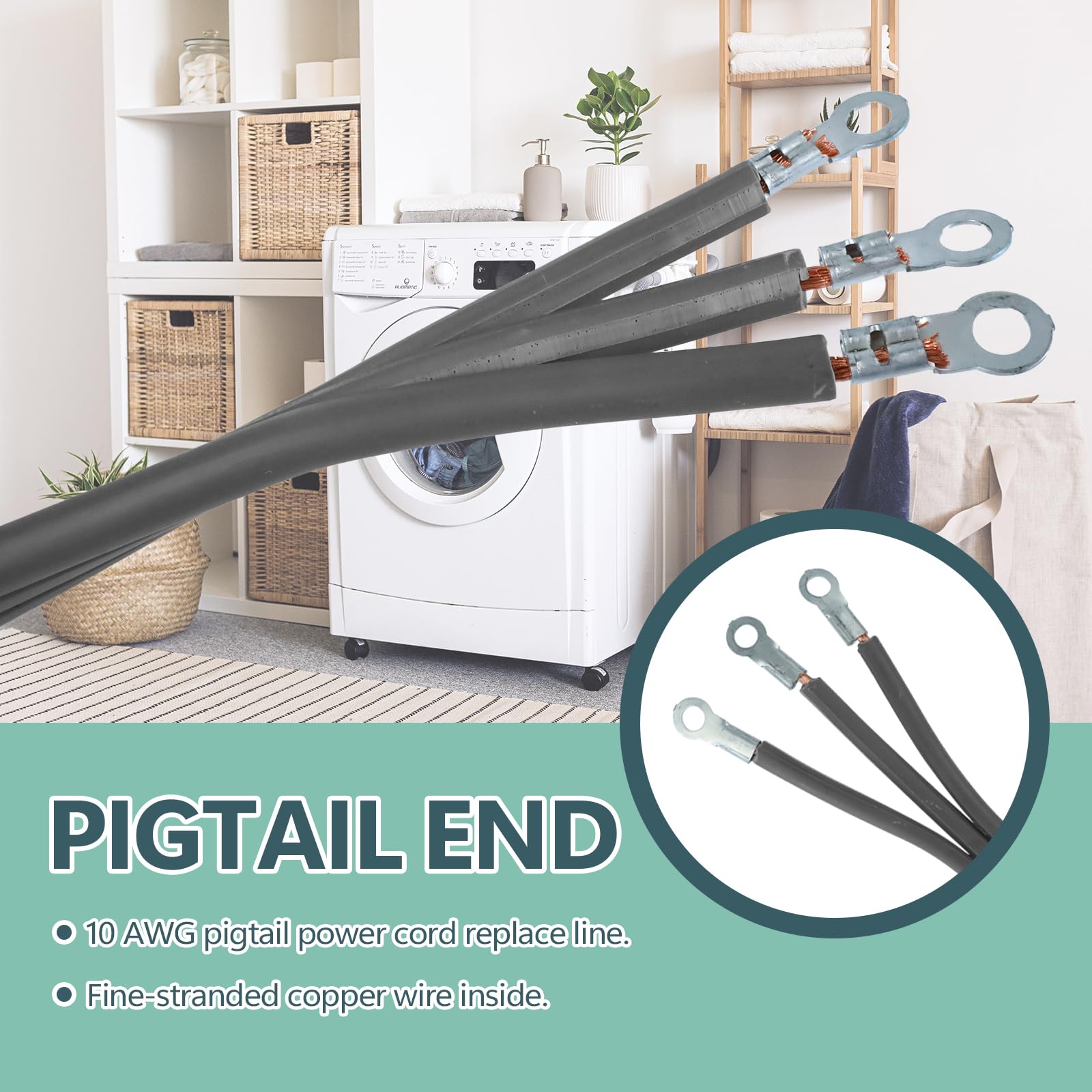 Greatide 3 Prong Dryer Cord, 6 Ft 10/3 Srdt, 30 Amp Appliance Extension Power Cord, Nema 10 30 Plug, Grey