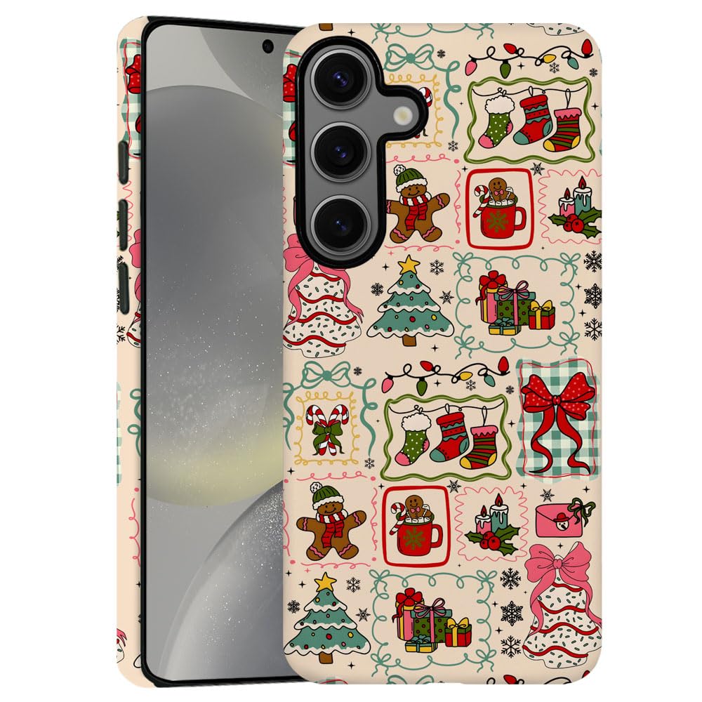 Case for Samsung Galaxy S24 Plus,Christmas Tree Gingerbread Man Phone Case Military-Grade Drop Protection Cover for Women Girl -