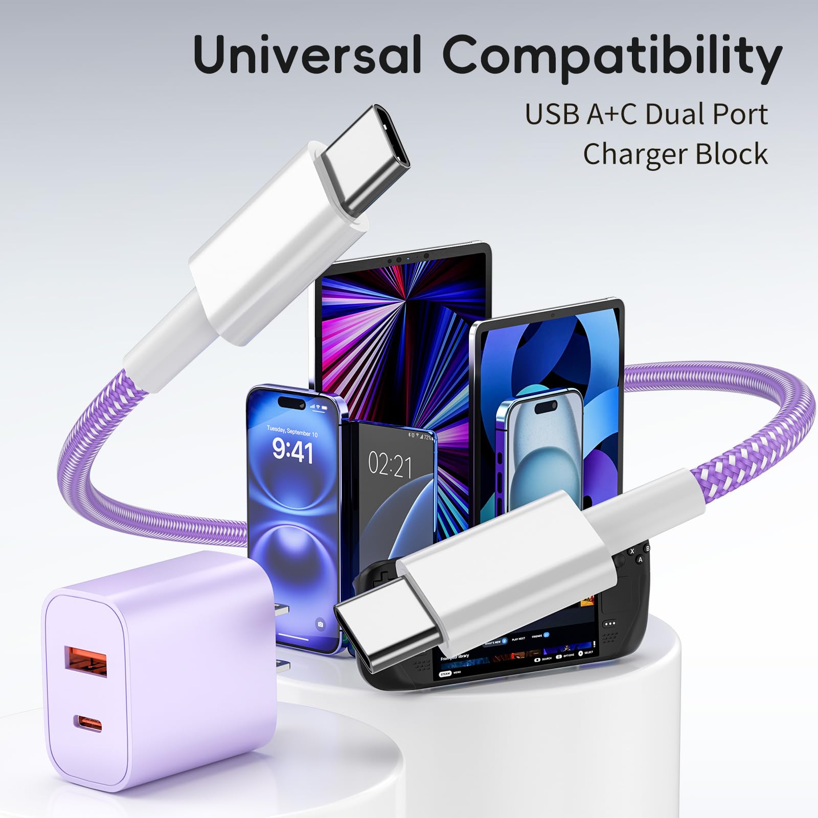 Fast Charger For Iphone 16 15, 4 Pack 20W Dual Port A/C Wall Charger Block For Iphone With 6Ft Usb C Fast Charging Cable Compati