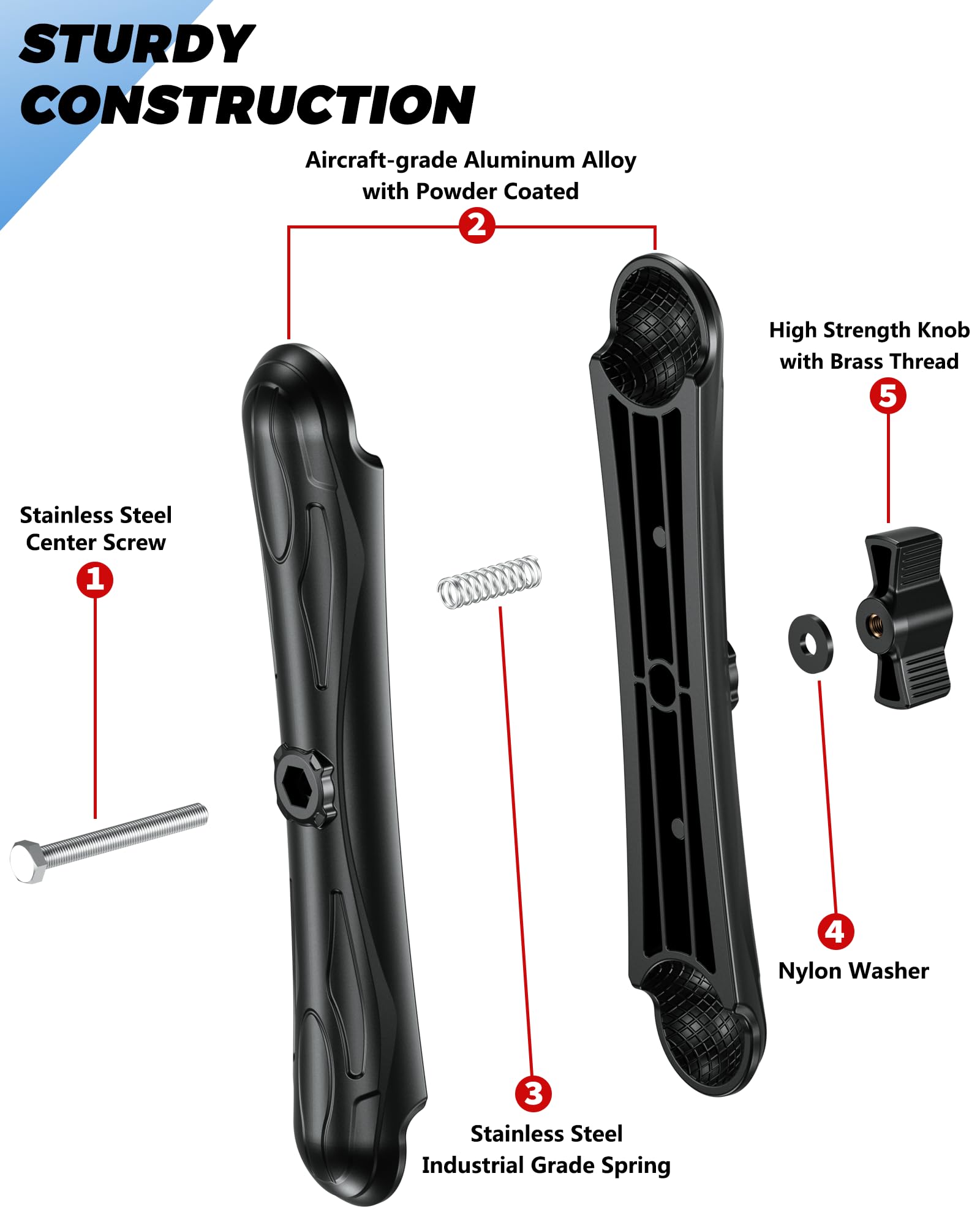 Vazeswin Double Socket Arm 9.1'' Aluminum Alloy Long Arm Compatible With Ram Mount C Size 1.5'' Ball Components