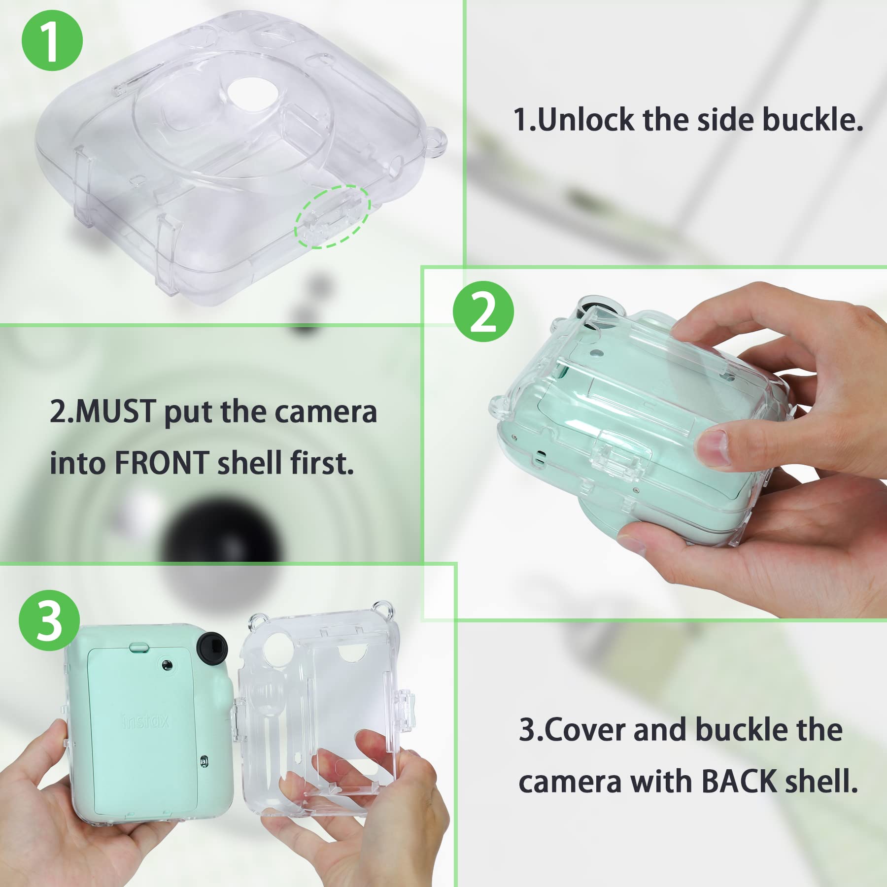 Aenllosi Clear Camera Case For Fujifilm Instax Mini 12 Instant Film Camera Protective Case With Films Pocket Pouch For Storing 1