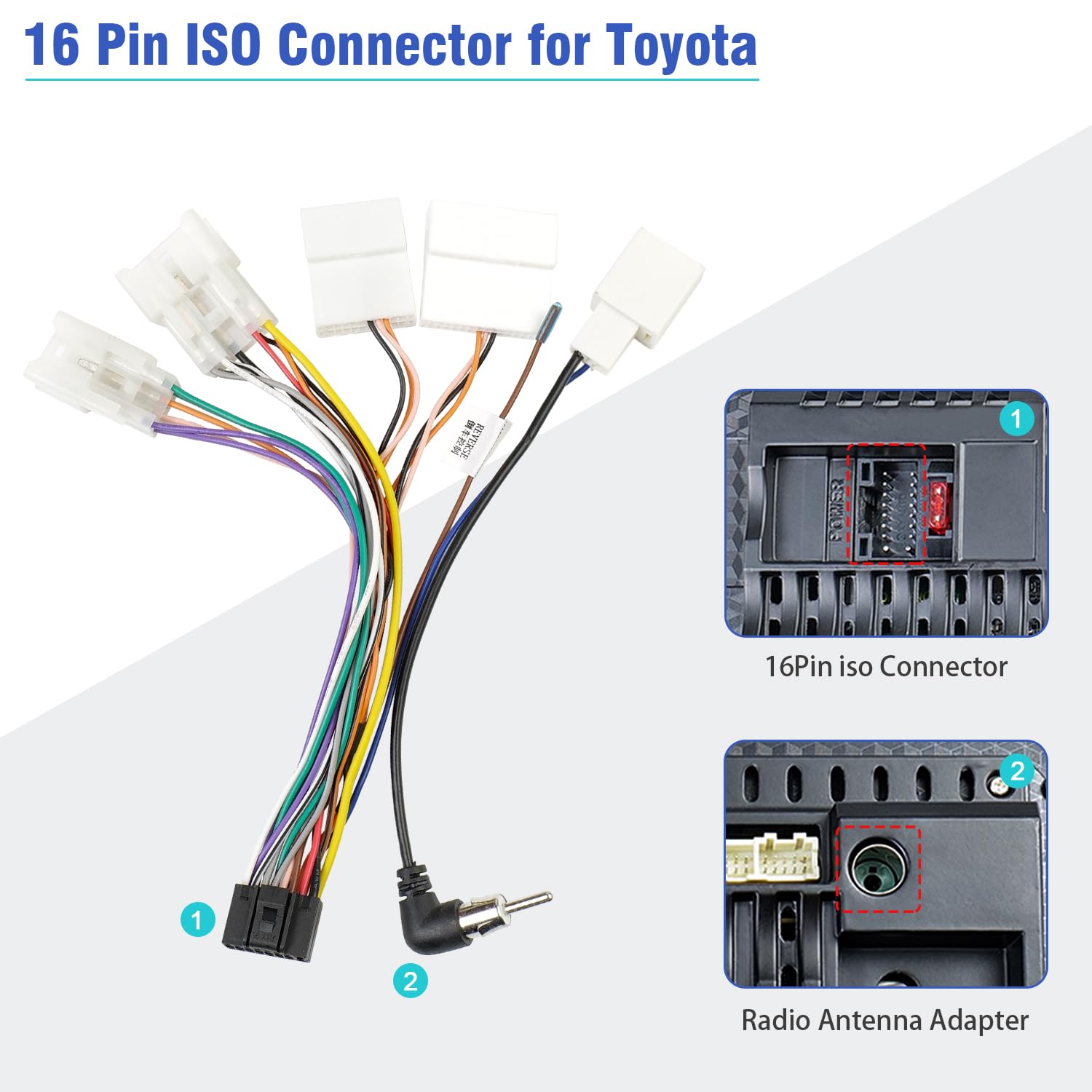 Jayubien Stereo Wiring Harness Adapter Compatible With Toyota Rav4 Camry Corolla Yaris Vios Tacoma Matrix 2006-2016,16Pin Car Ra