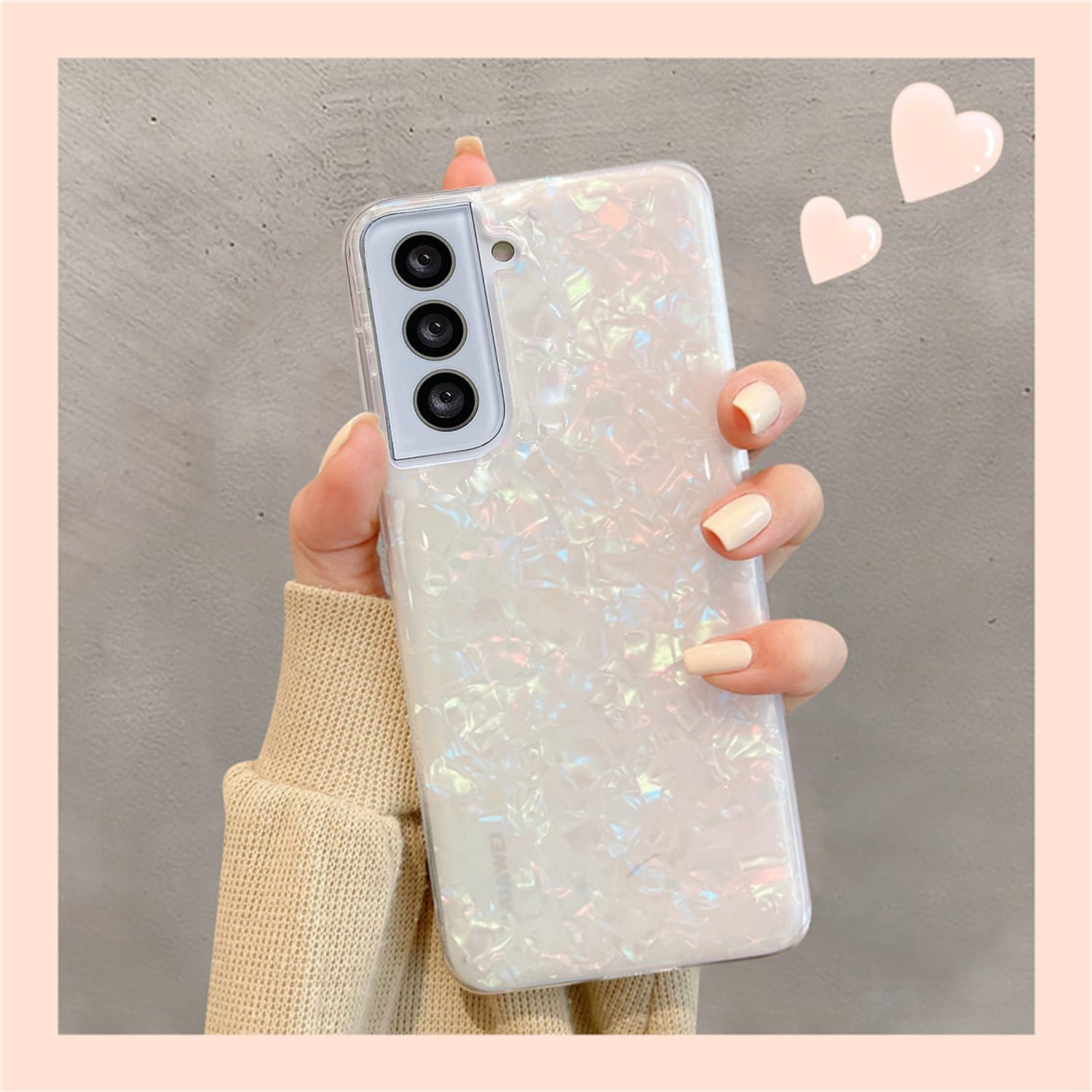 J.West Galaxy S22 Plus Case 5G 6.6 Inch, Luxury Sparkle Glitter Translucent Clear Colorful Opal Pearly Thinfoil Design Shiny Pri