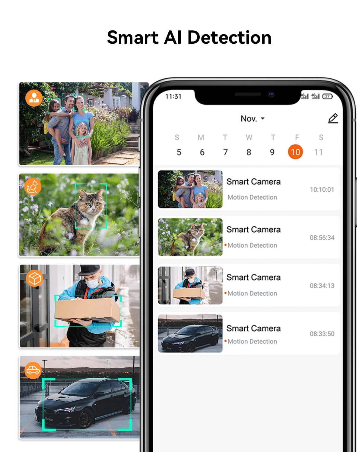 Longplus Wireless Outdoor Security Camera, Battery Powered Wireless Security Camera, Wireless Wifi Camera With Ai Detection, Col