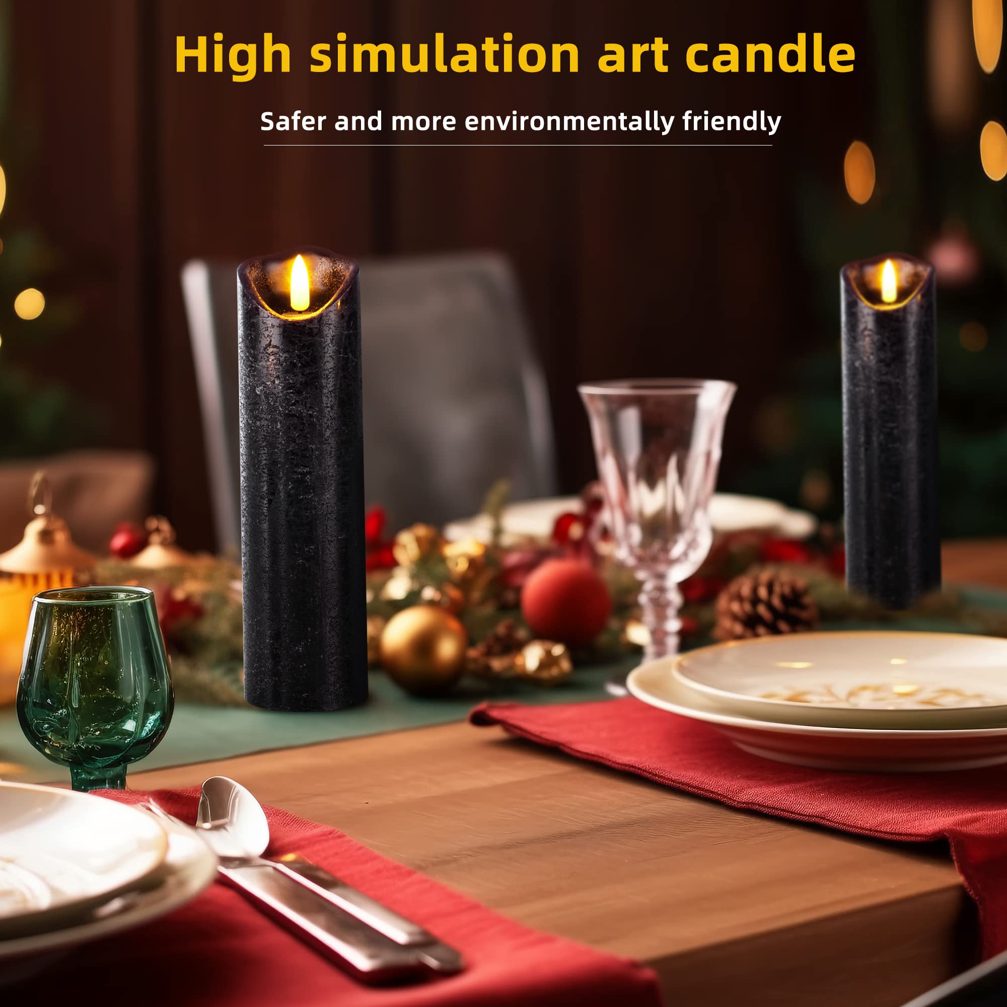 Hausware Set Of 9 Flameless Candles Battery Operated Led Real Wax Flickering Electric Candles With Remote Control Timer For Wedd