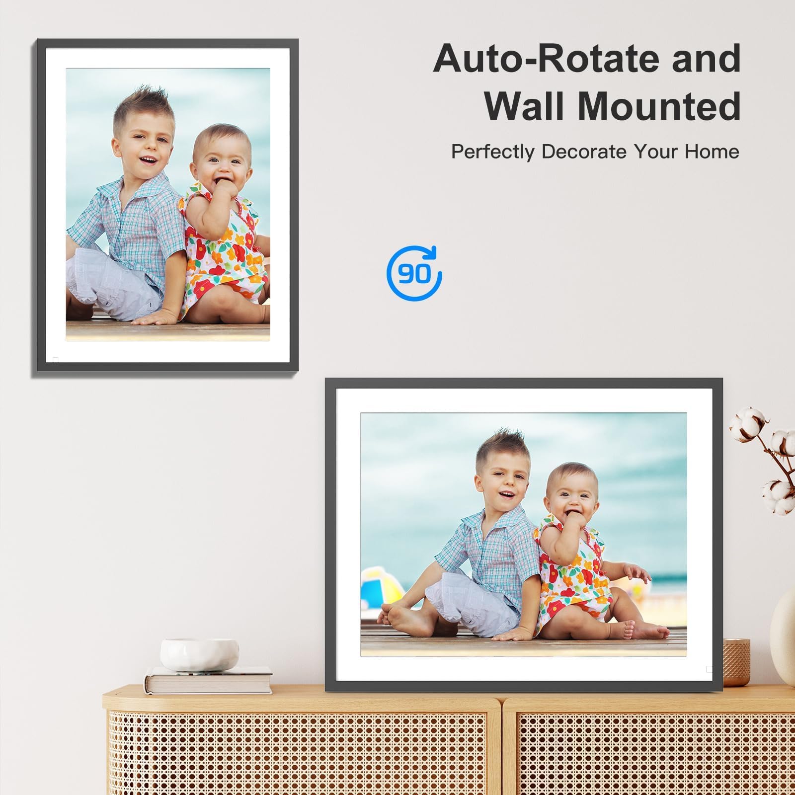 Large Digital Picture Frame 17'' Digital Photo Frame   Dual Wifi 32Gb Fhd, Smart Light Sensor Touch Screen Easy To Share Photo V