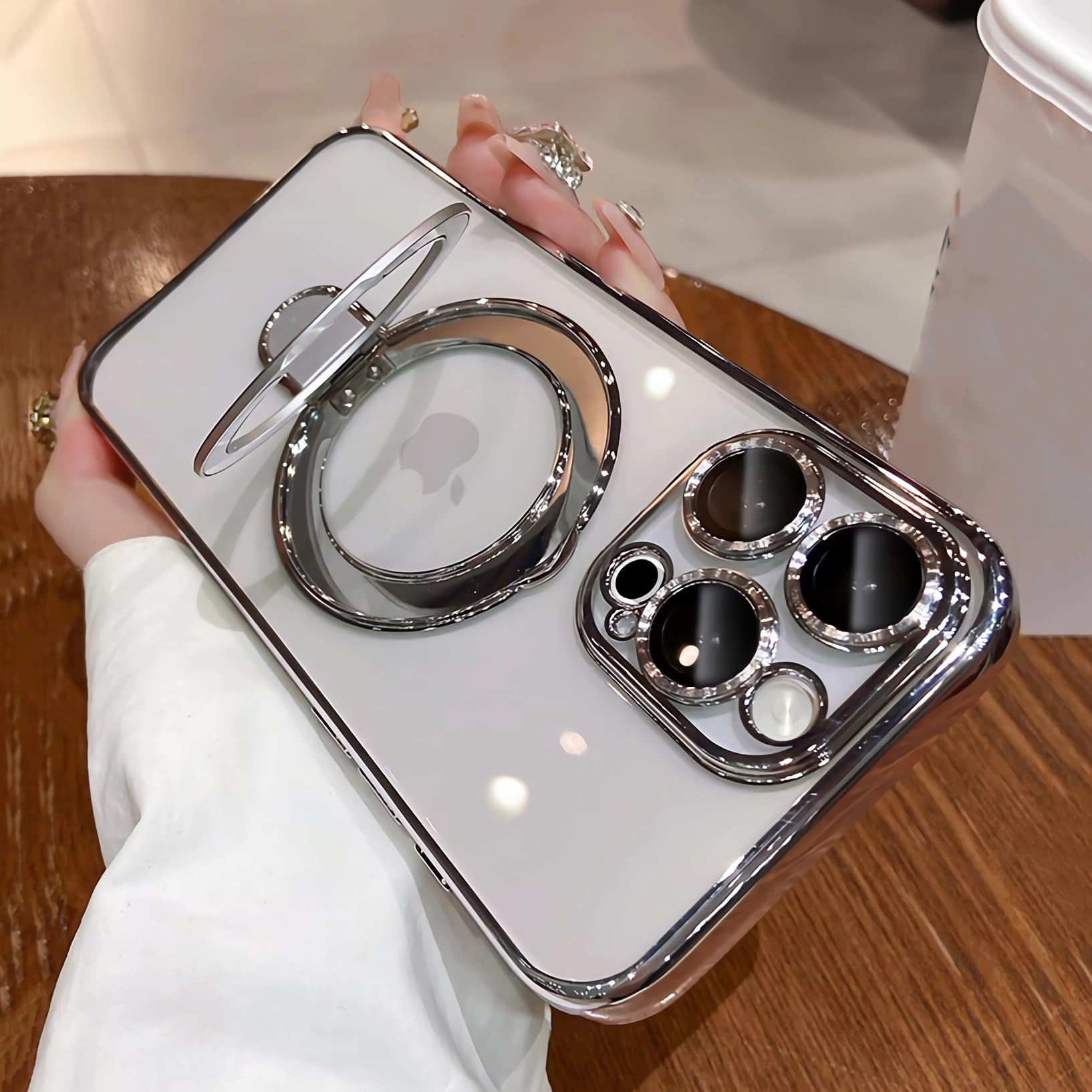 Lxk Magnetic Invisible Stand For Iphone 15 Pro Case Compatible With Magsafe, Military Grade Protection, With Camera Lens Protect