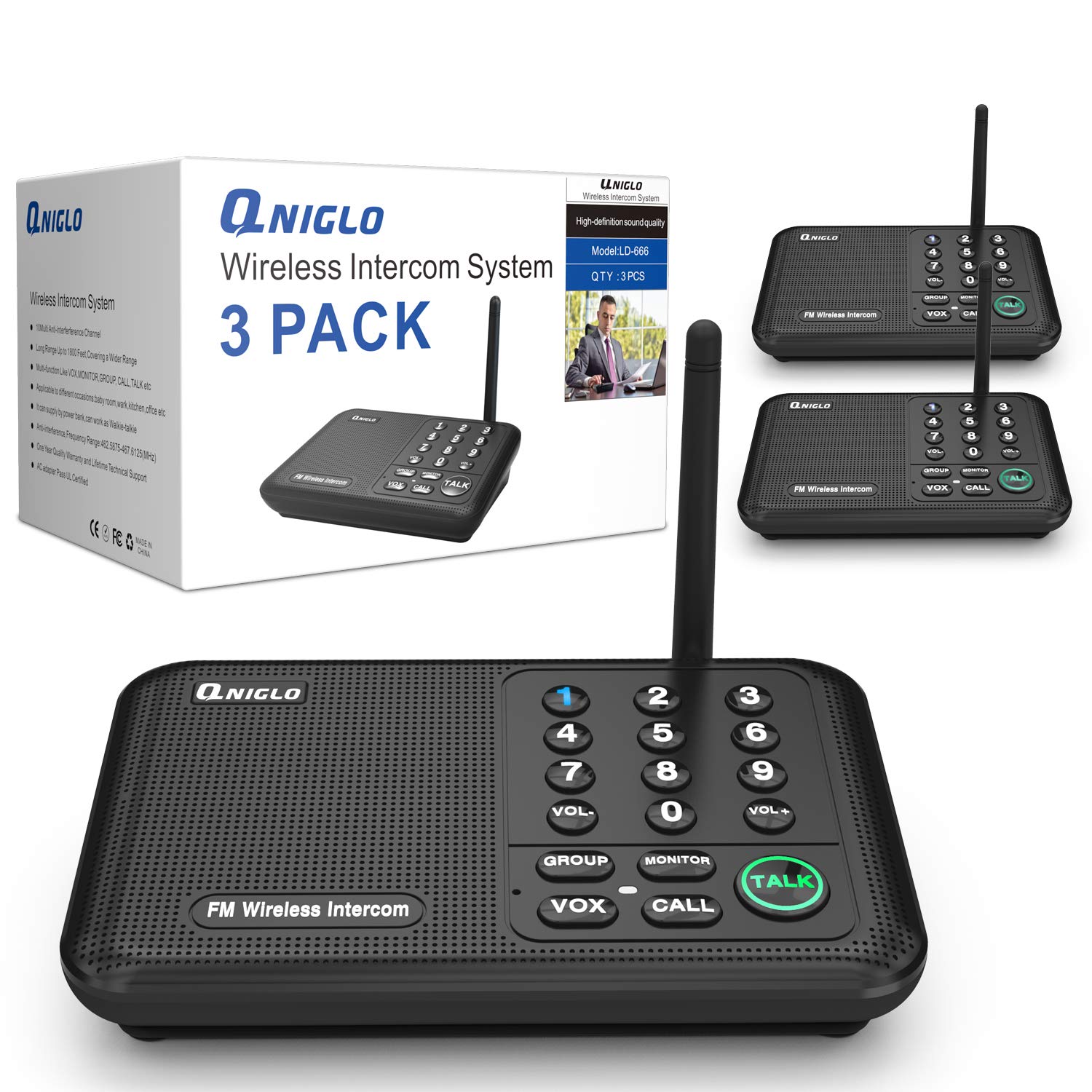 Intercoms Wireless For Home, 5280 Feet Long Range Wireless Intercom System For House, 10 Channels Intercoms System For Business, Room To Room Intercom System With Monitor For Elderly