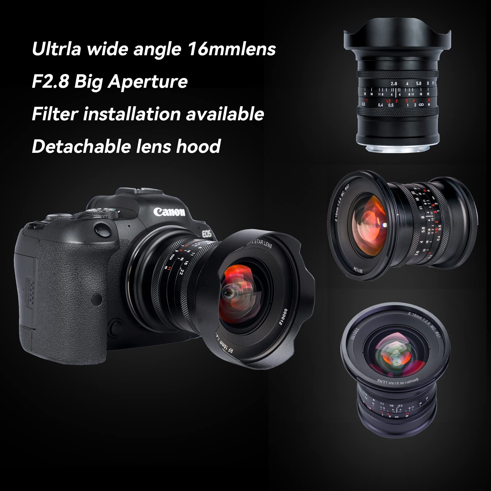 Brightin Star 16Mm F2.8 Full Frame Ultral Wide Angle Manual Focus Mirrorless Camera Lens, Fit For L Mount Leica Sl, Sl2, T, Tl,