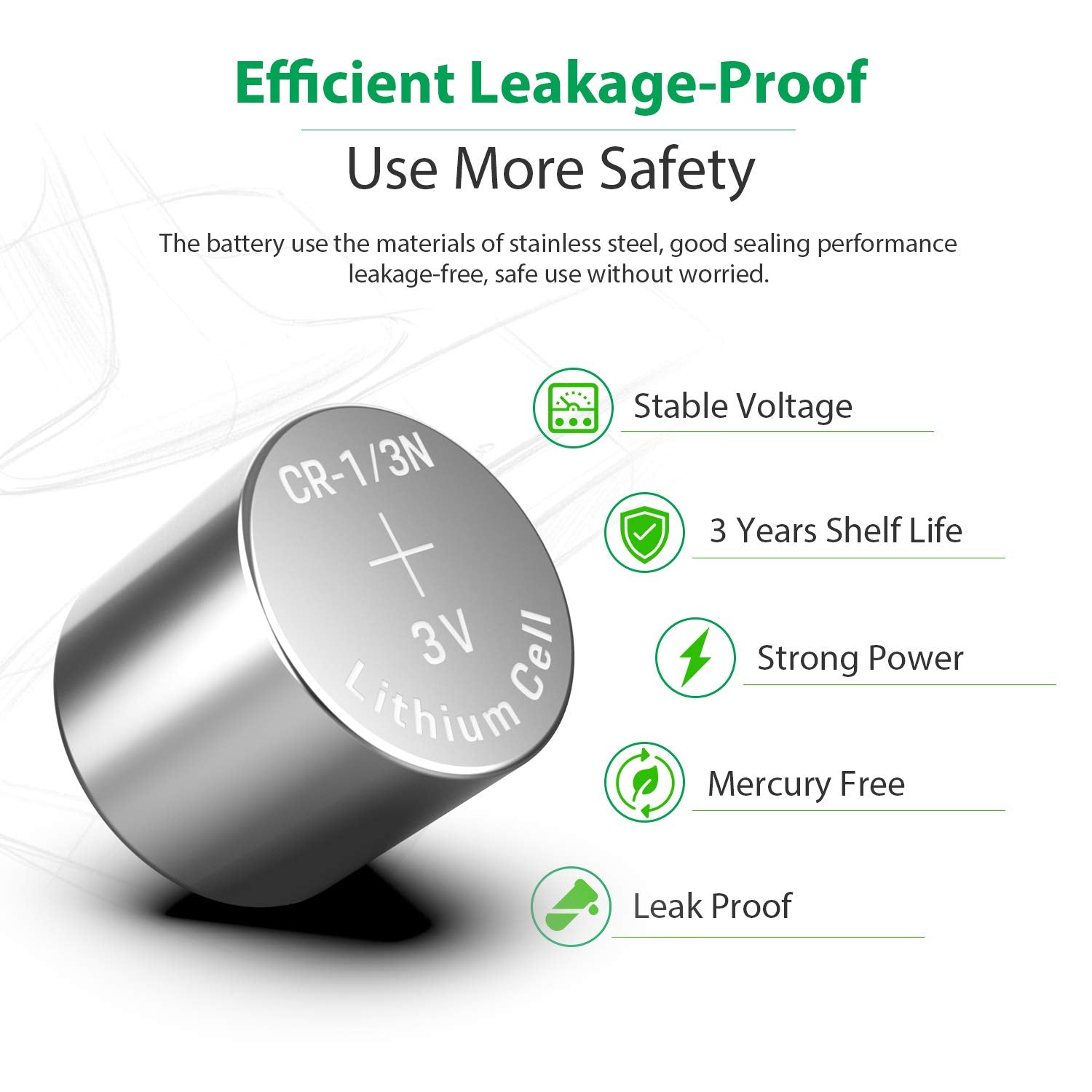 Licb Cr1/3N Battery 3V Lithium 1/3N Batteries (5   Pack)