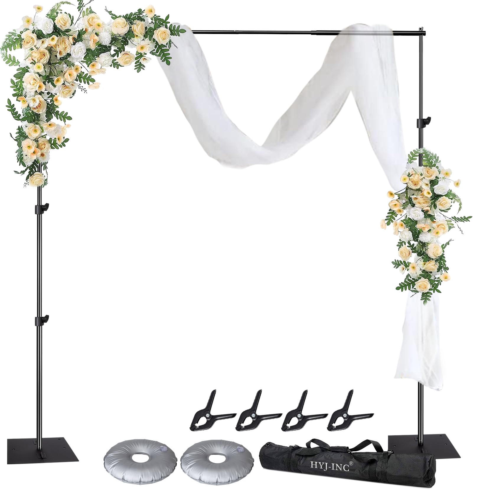 Hyj Inc Pipe And Drape Photography Backdrop Stand Kit Adjustable Photo Background Stand 10Ft X 8.5Ft With Metal Base For Parties
