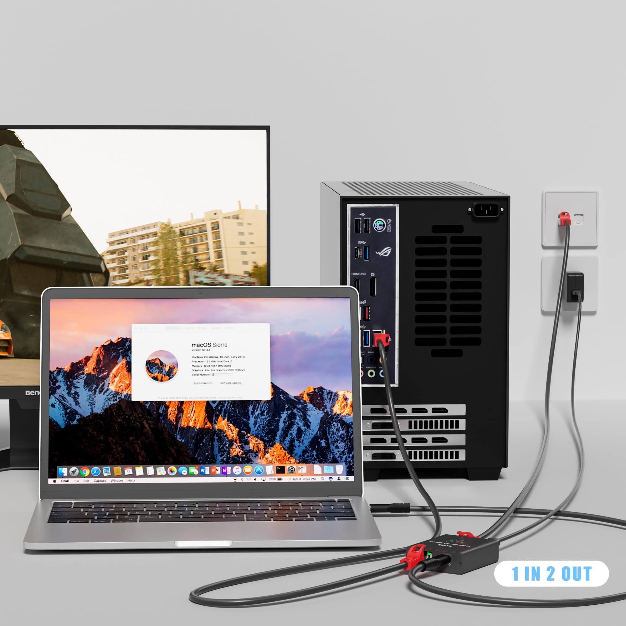 Ethernet Splitter 1 To 2 Out (Rj45+Usb C), Upgrade Design Rj45 Splitter With Usb Power Cable, Gigabit Lan Internet Adapter, High