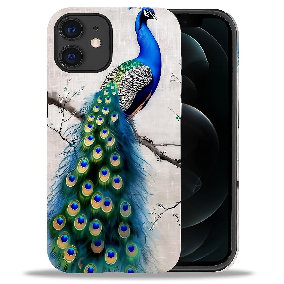 WANKBLC Compatible with iPhone 11 Matte Case, Cute Peacock Tree Art Pattern for Girl Full Body Design Soft Silicone Drop Shock S