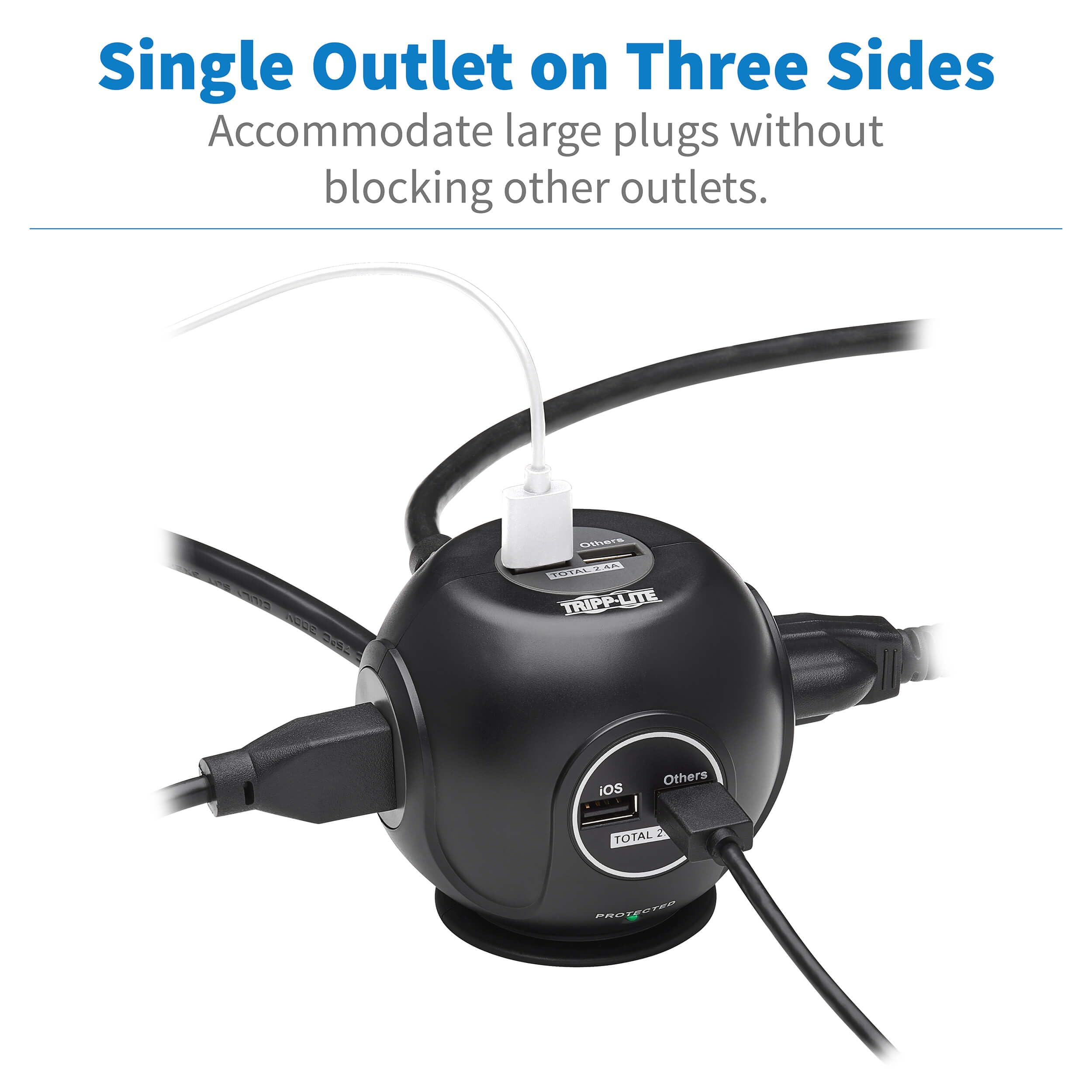 Surge 3Outlet 4 Usb 6Ft Cord