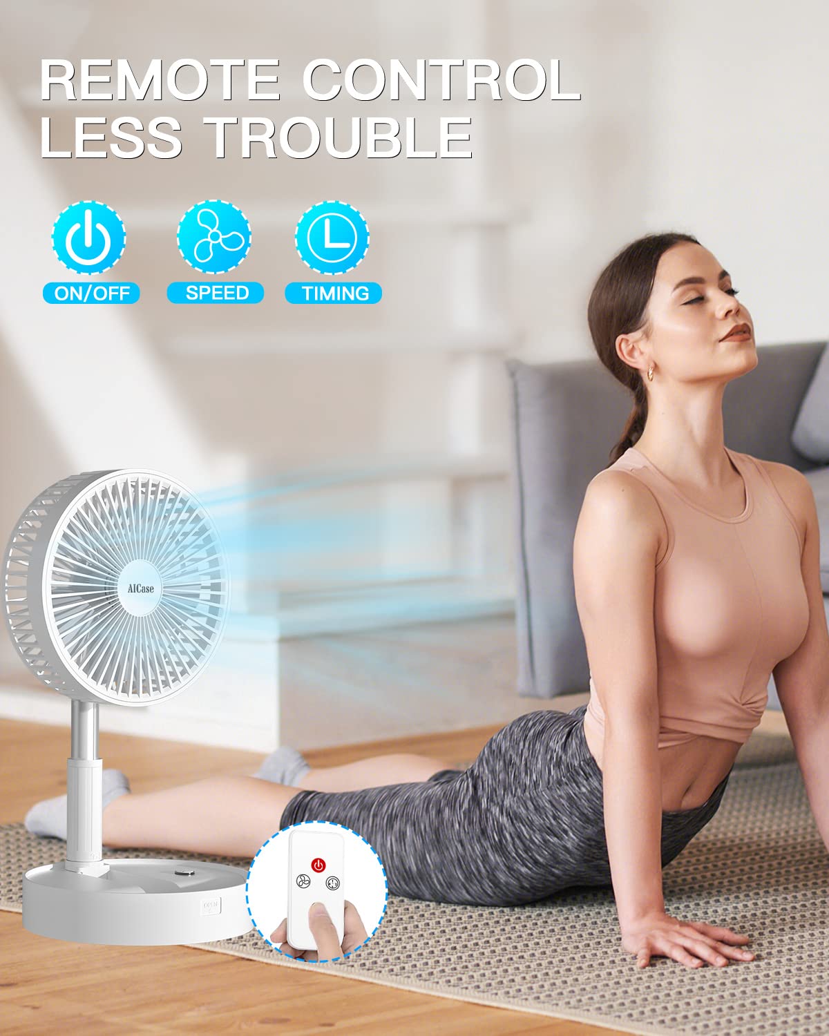 Aicase Stand Fan,Folding Portable Telescopic Floor/Usb Desk Fan With 10800Mah Rechargeable Battery,4 Speeds Super Quiet Adjustab