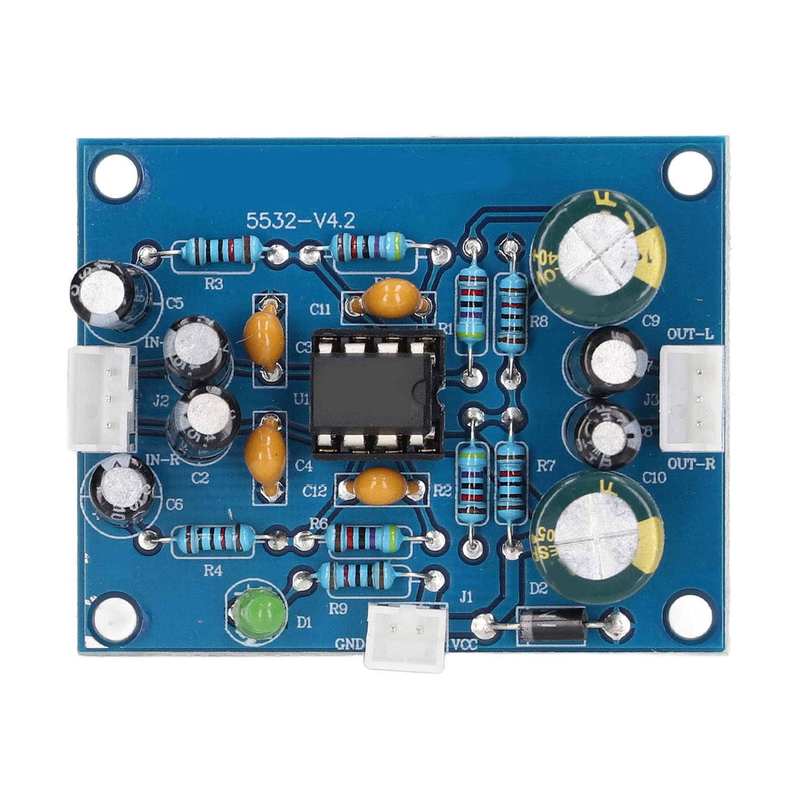 Ne5532 Audio Preamplifier Board, Channel With 2 Audio Cables For Low Sensitivity Sources