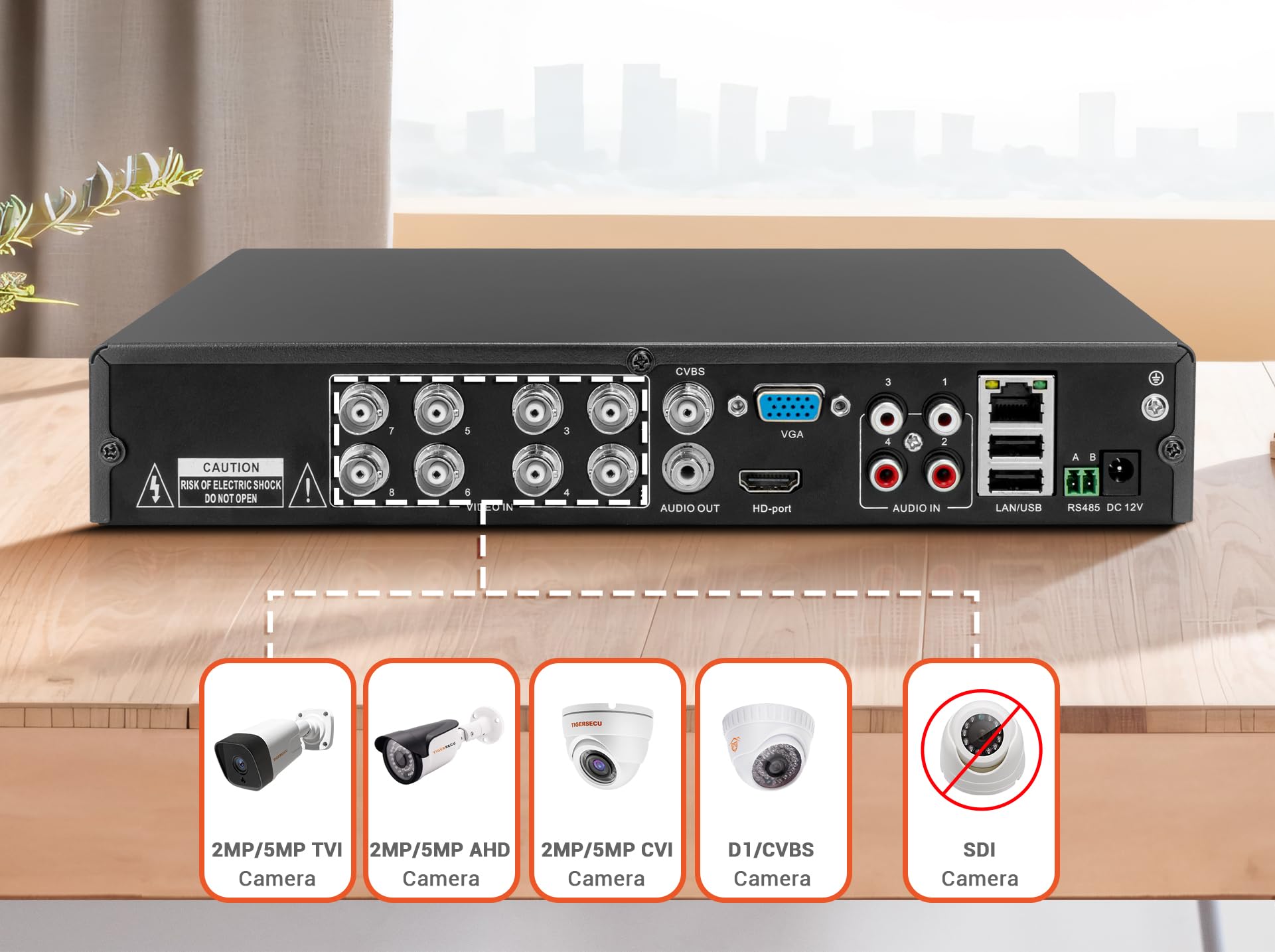 Tigersecu Super Hd 1080P 8-Channel Hybrid 5-In-1 Dvr Security Recorder With 1Tb Hard Drive, For Up To 5Mp Tvi/Ahd/Cvi/Analog And